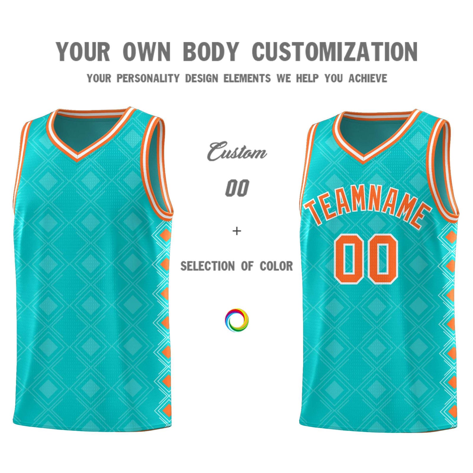 Custom Aqua Side Blocks Sports Uniform Basketball Jersey