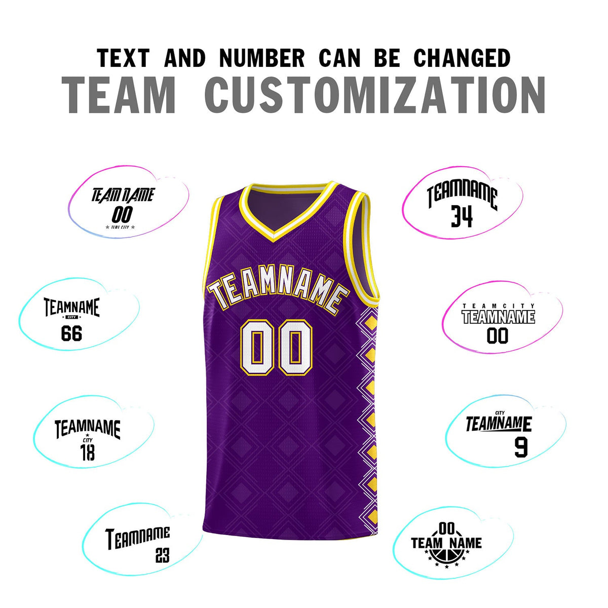 Custom Purple Side Blocks Sports Uniform Basketball Jersey