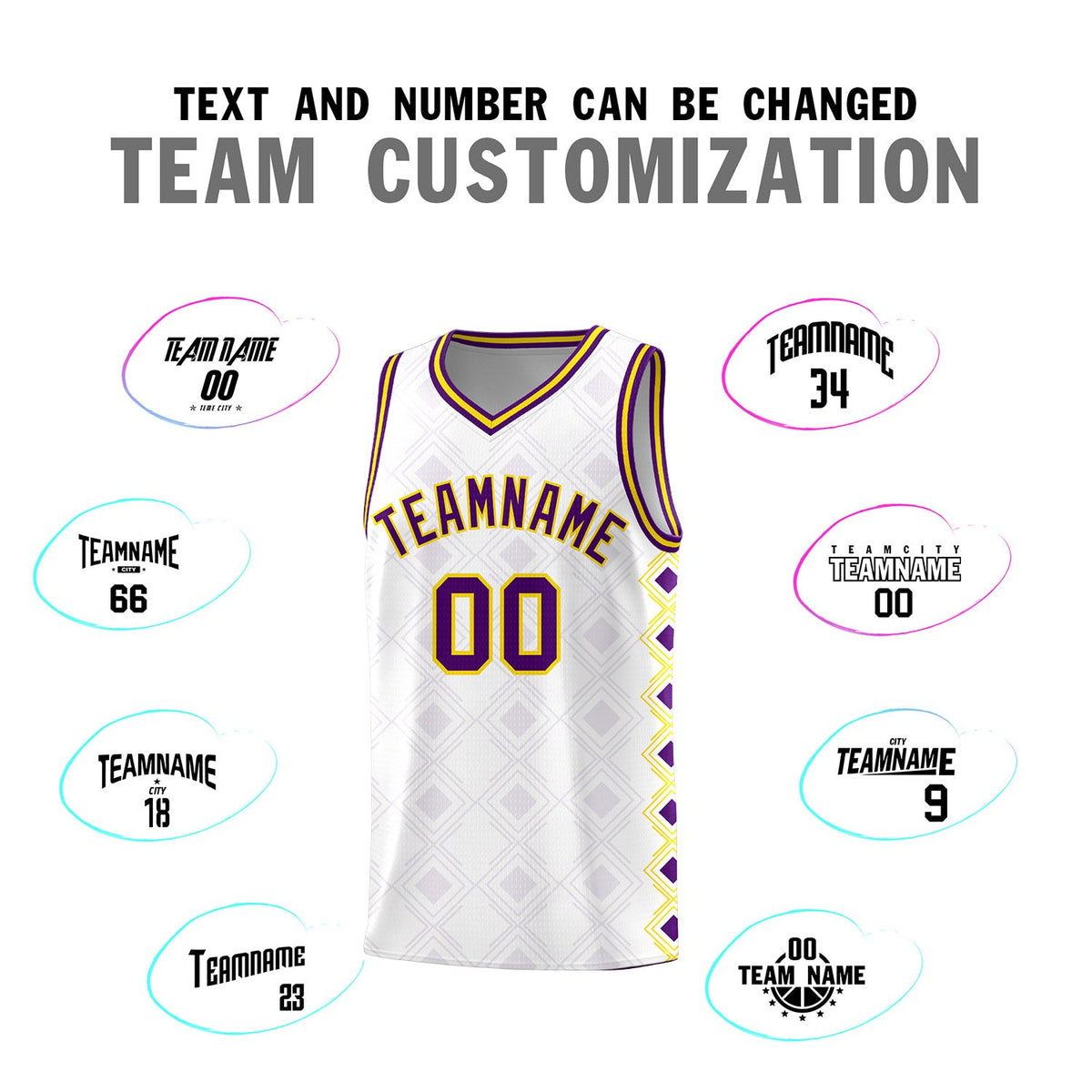 Custom White Side Blocks Sports Uniform Basketball Jersey