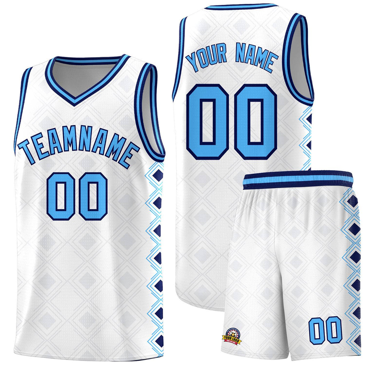 Custom White Side Blocks Sports Uniform Basketball Jersey