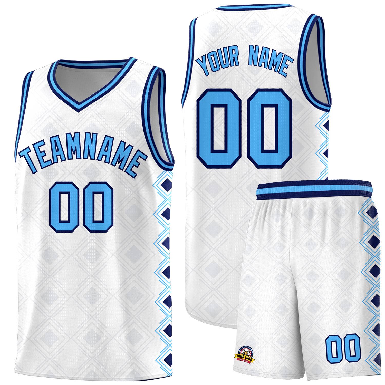Custom White Side Blocks Sports Uniform Basketball Jersey