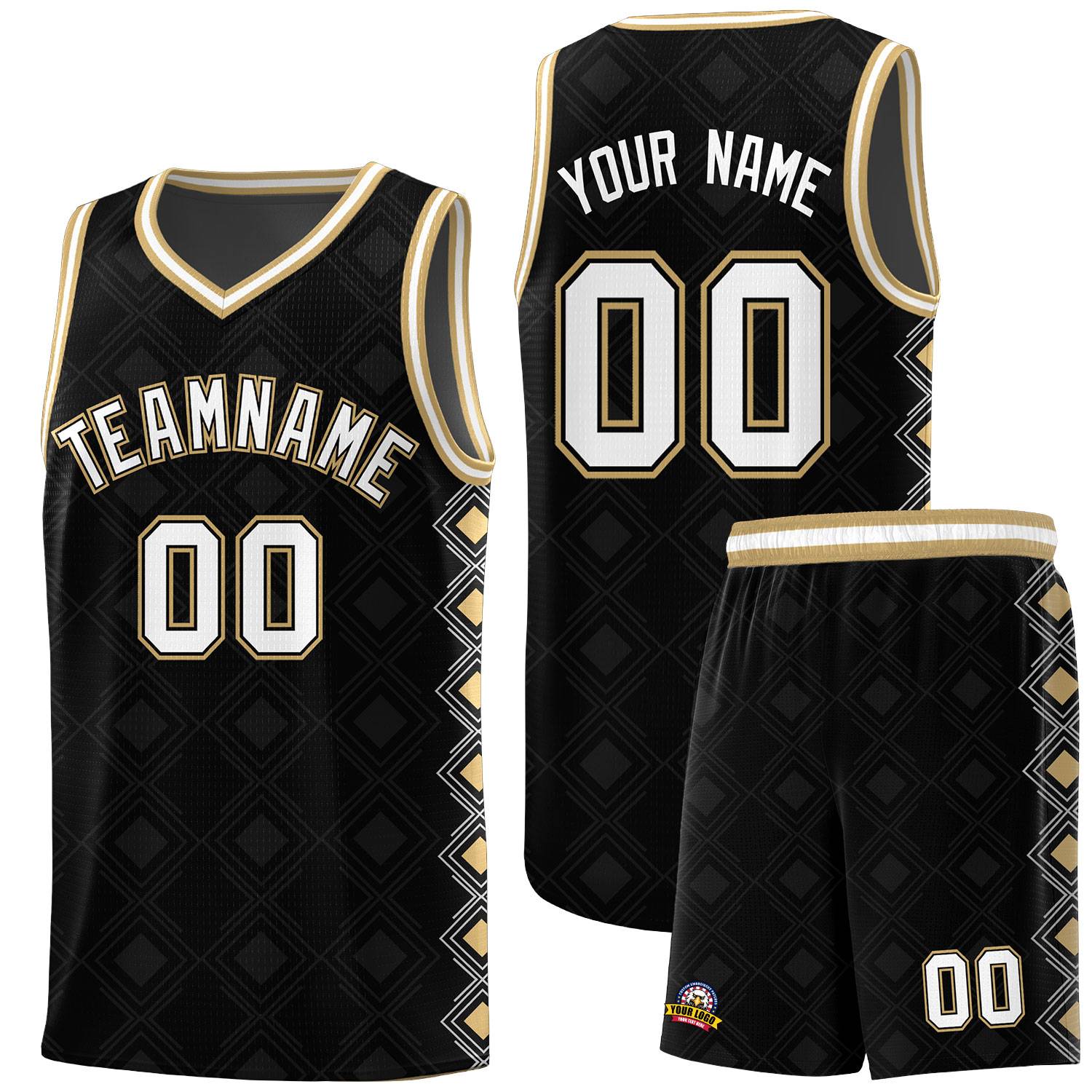 Custom Black Side Blocks Sports Uniform Basketball Jersey