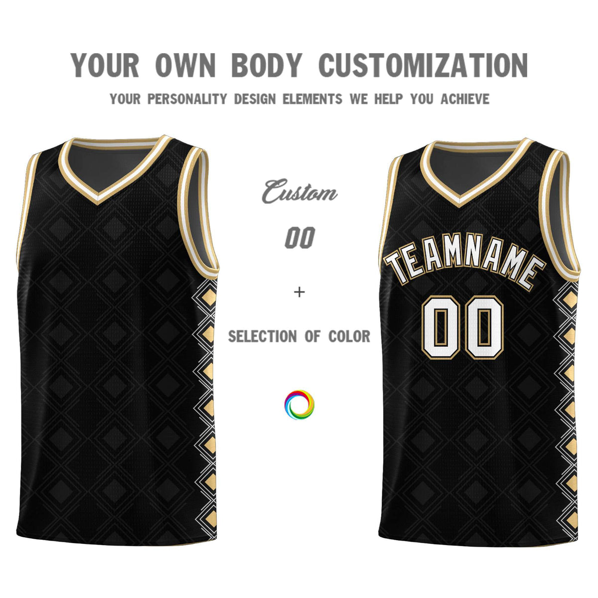 Custom Black Side Blocks Sports Uniform Basketball Jersey