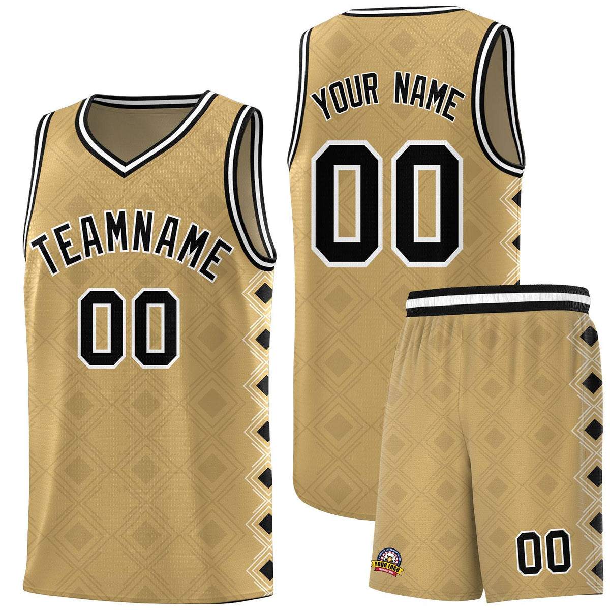 Custom Old Gold Side Blocks Sports Uniform Basketball Jersey