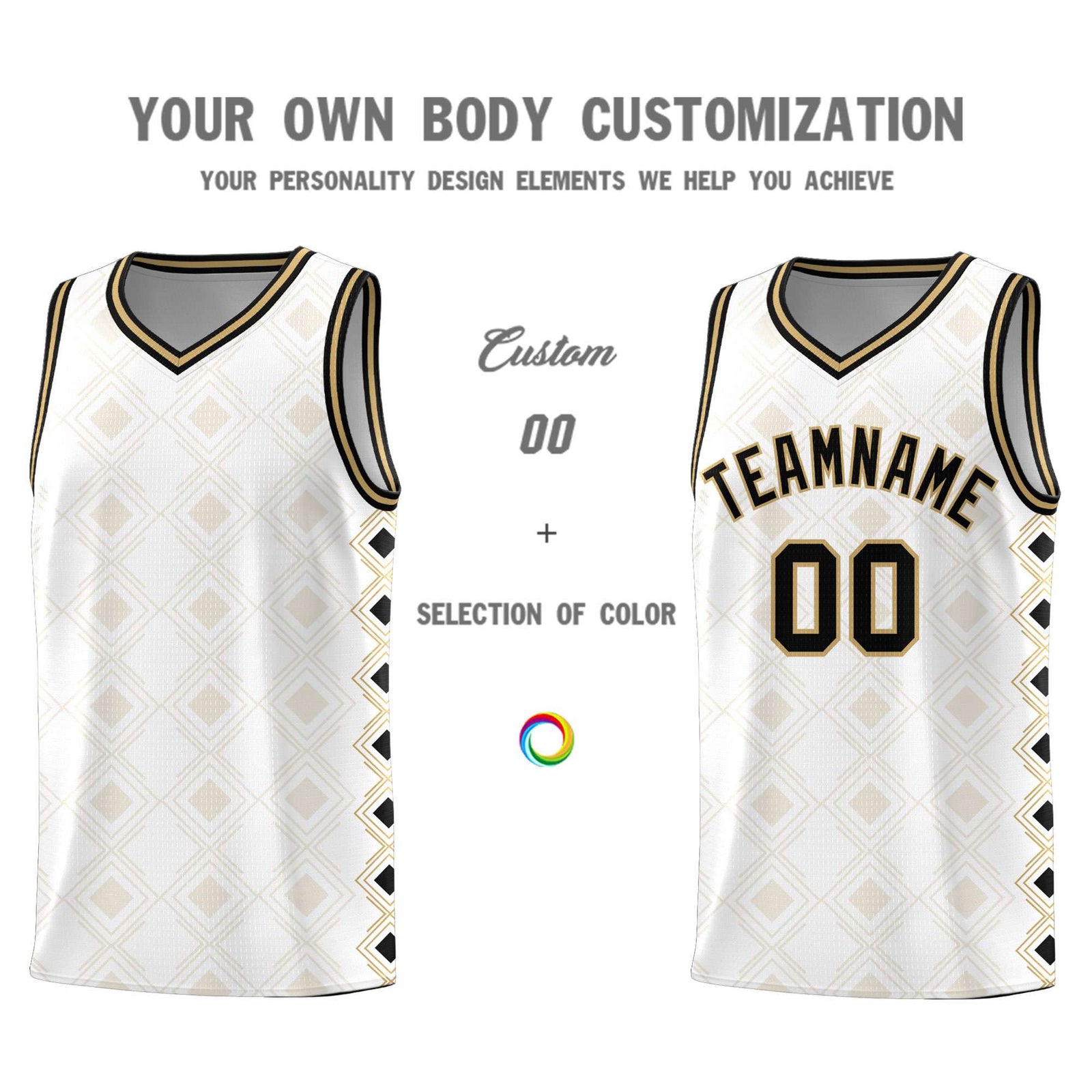 Custom White Side Blocks Sports Uniform Basketball Jersey