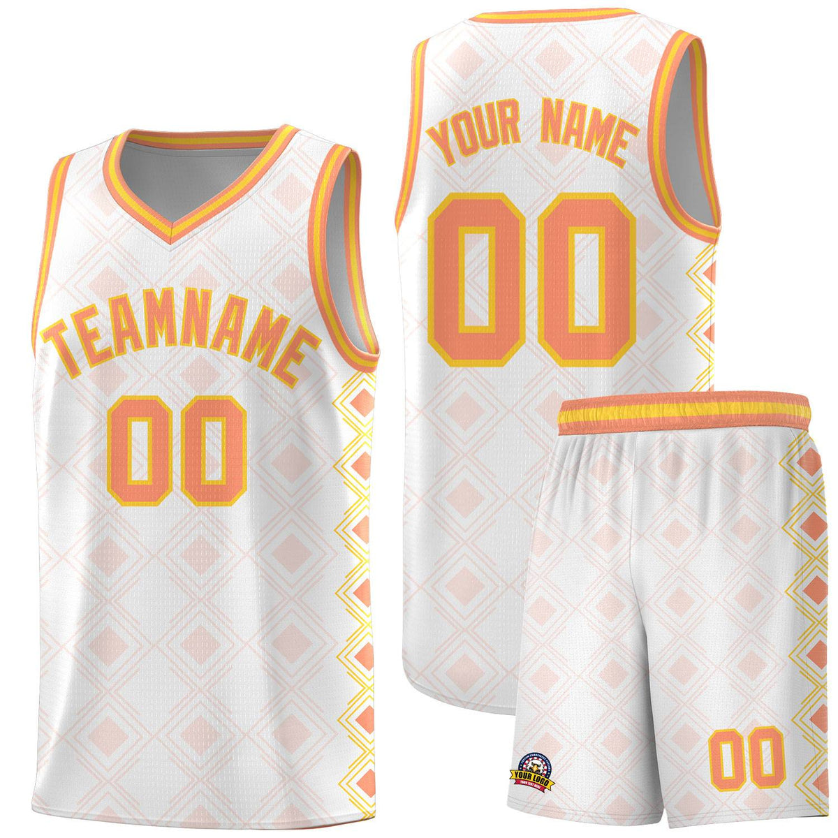 Custom White Side Blocks Sports Uniform Basketball Jersey