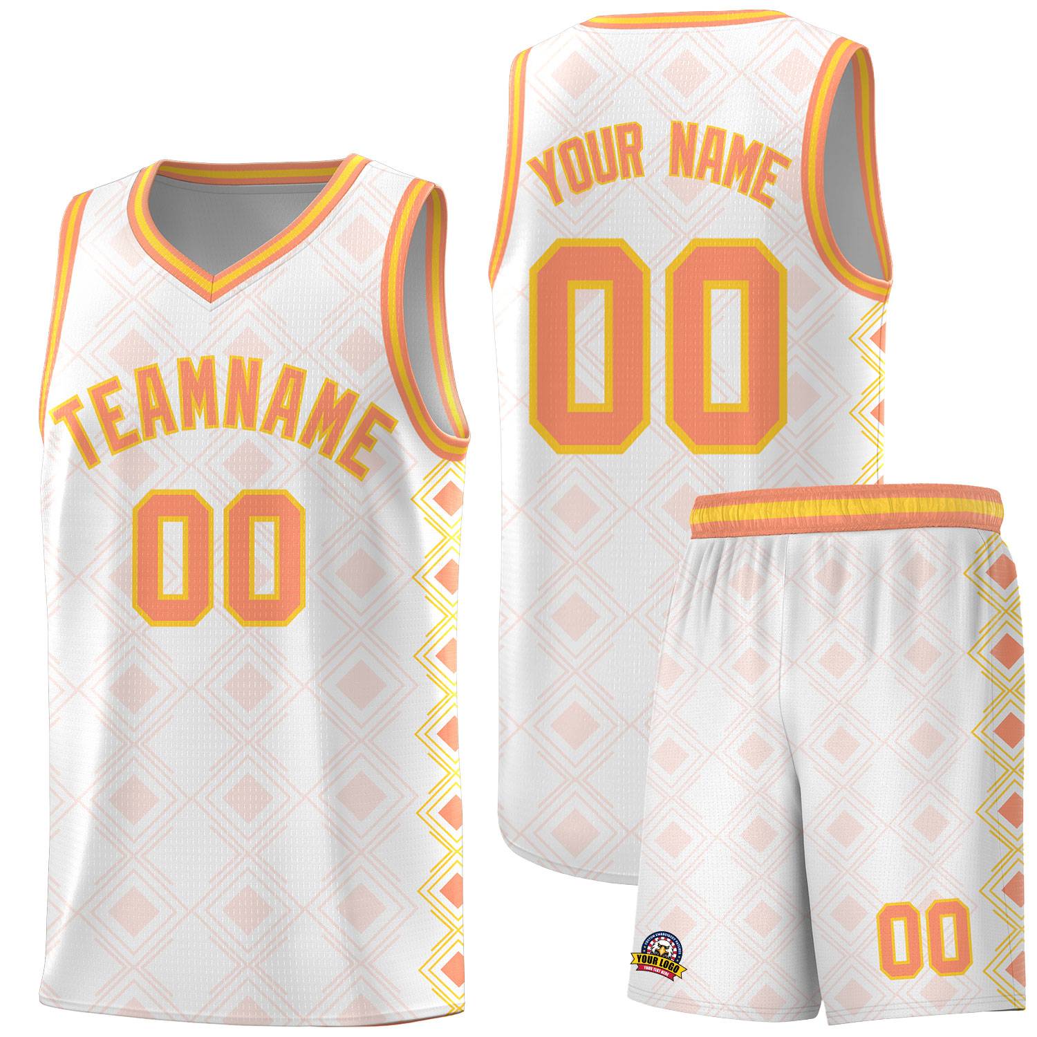 Custom White Side Blocks Sports Uniform Basketball Jersey