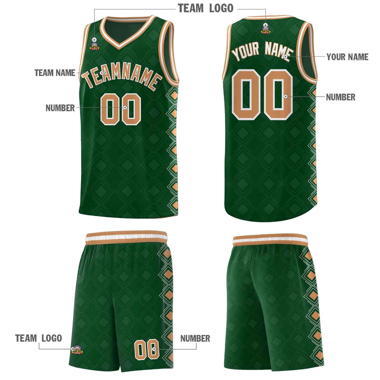 Custom Kelly Green Side Blocks Sports Uniform Basketball Jersey