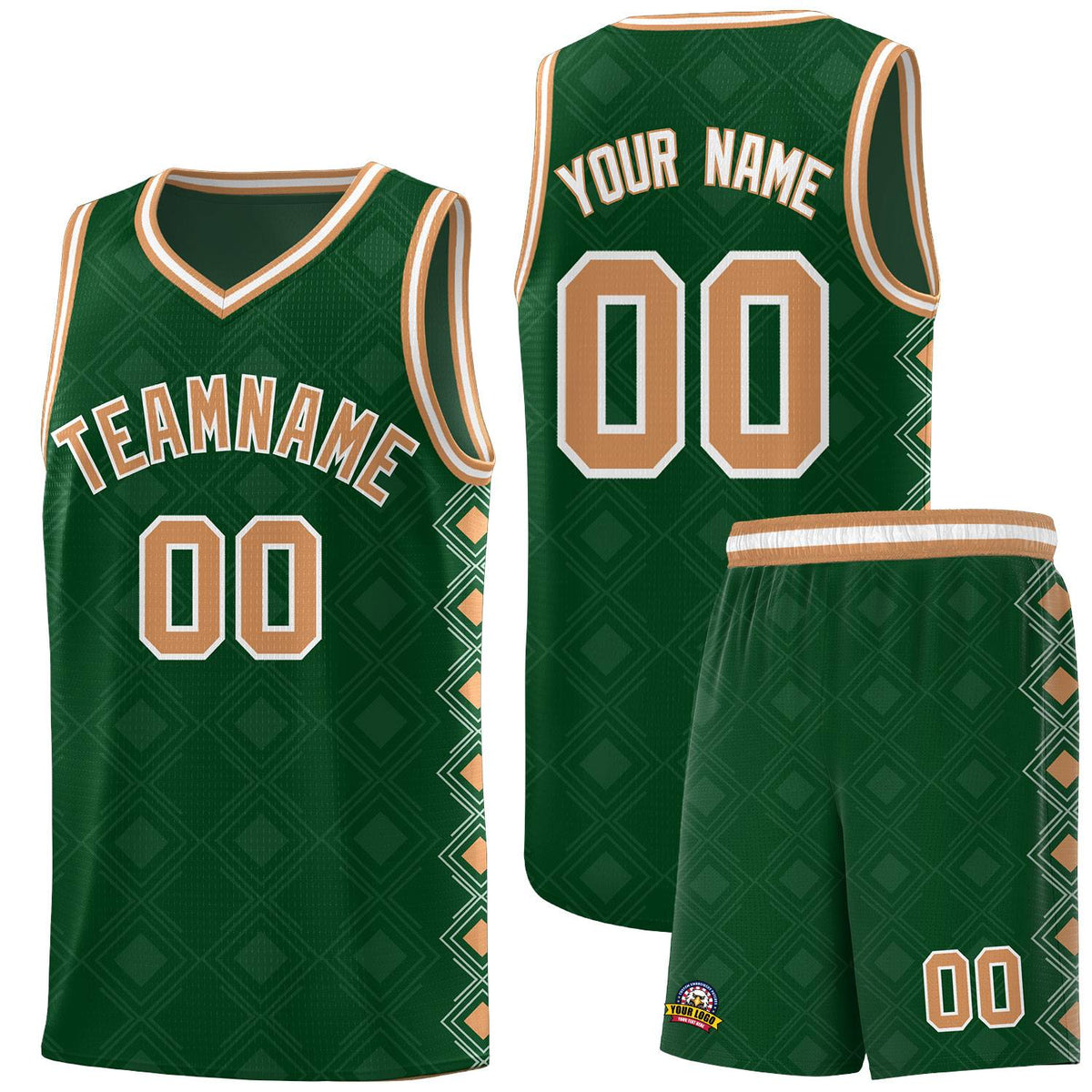 Custom Kelly Green Side Blocks Sports Uniform Basketball Jersey