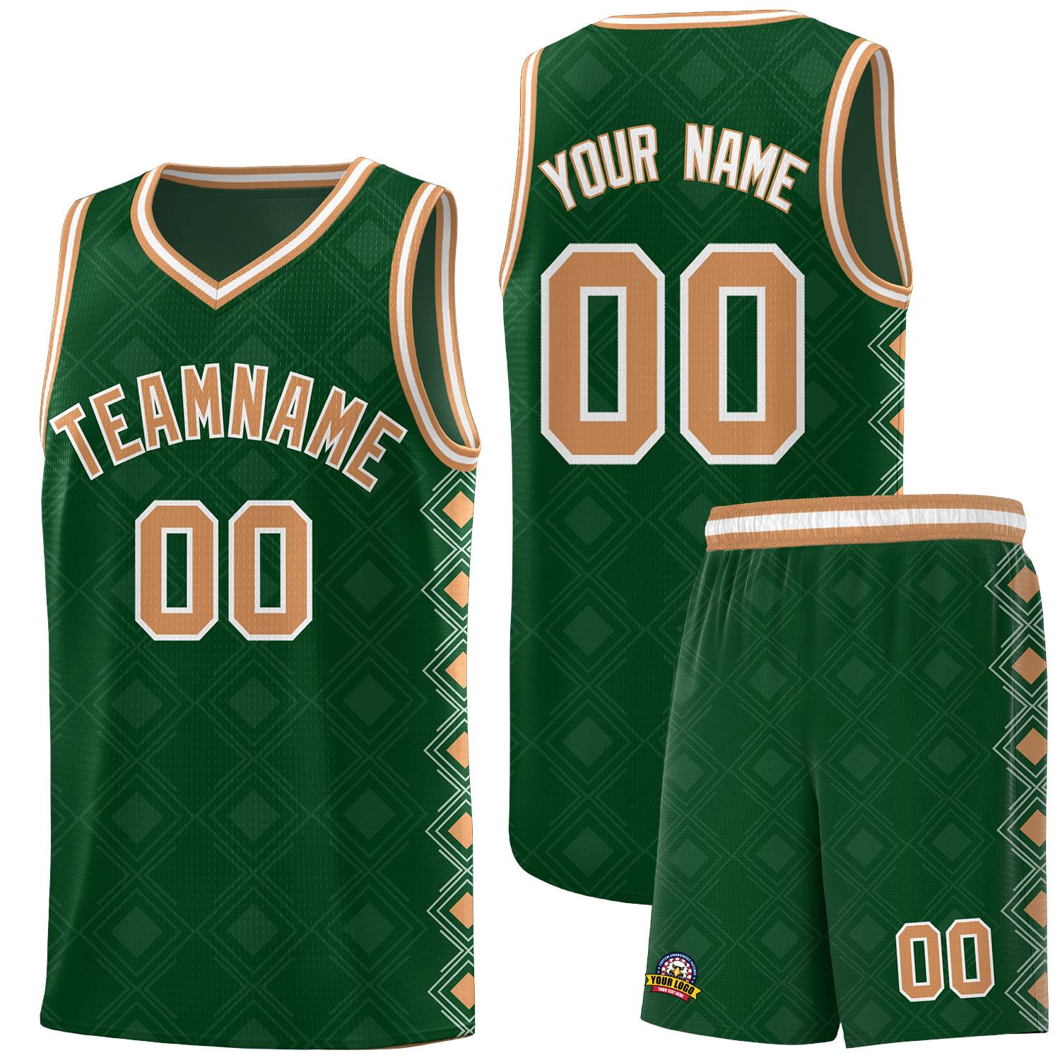 Custom Kelly Green Side Blocks Sports Uniform Basketball Jersey