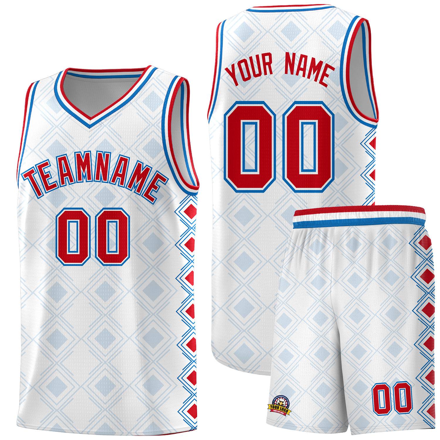 Custom White Side Blocks Sports Uniform Basketball Jersey