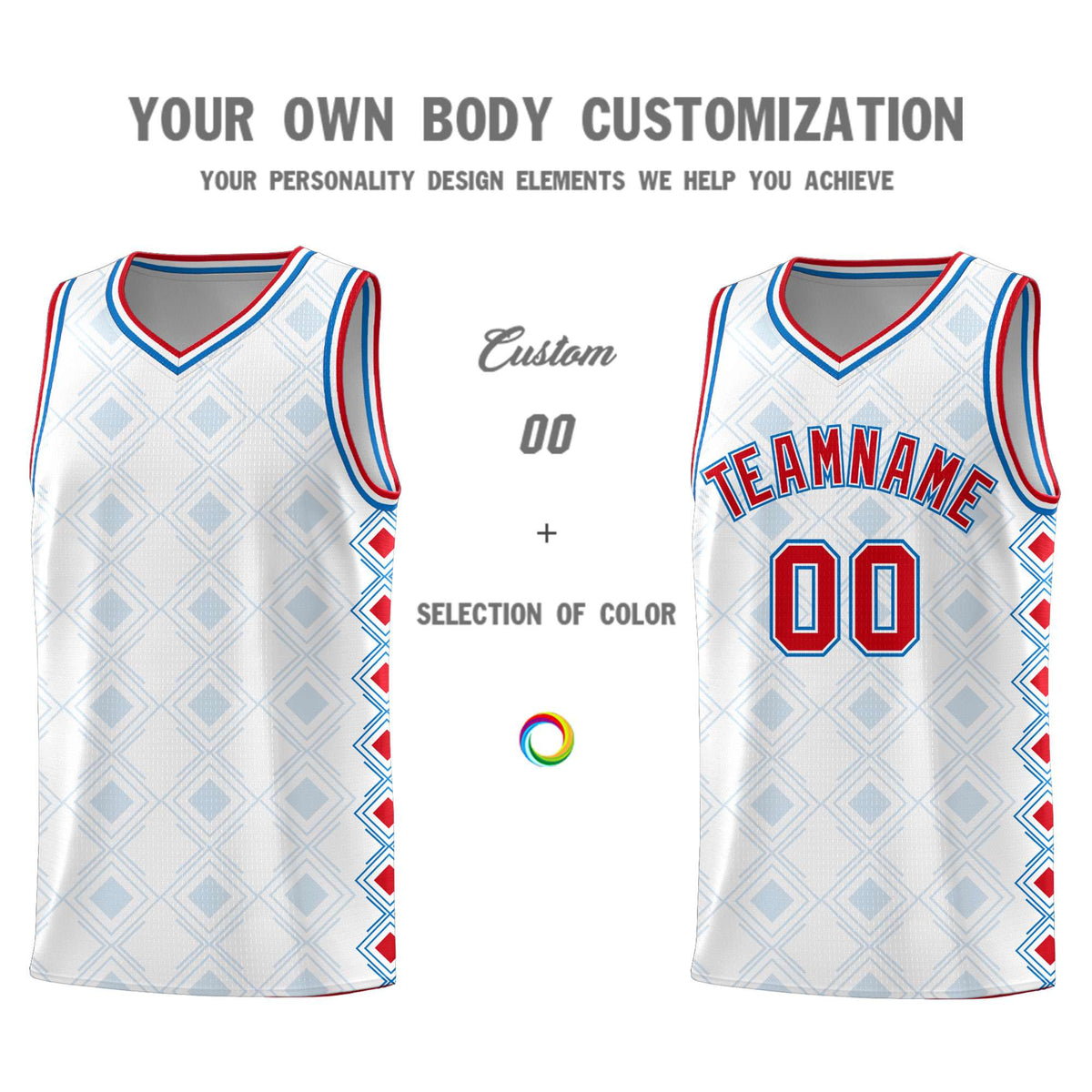 Custom White Side Blocks Sports Uniform Basketball Jersey