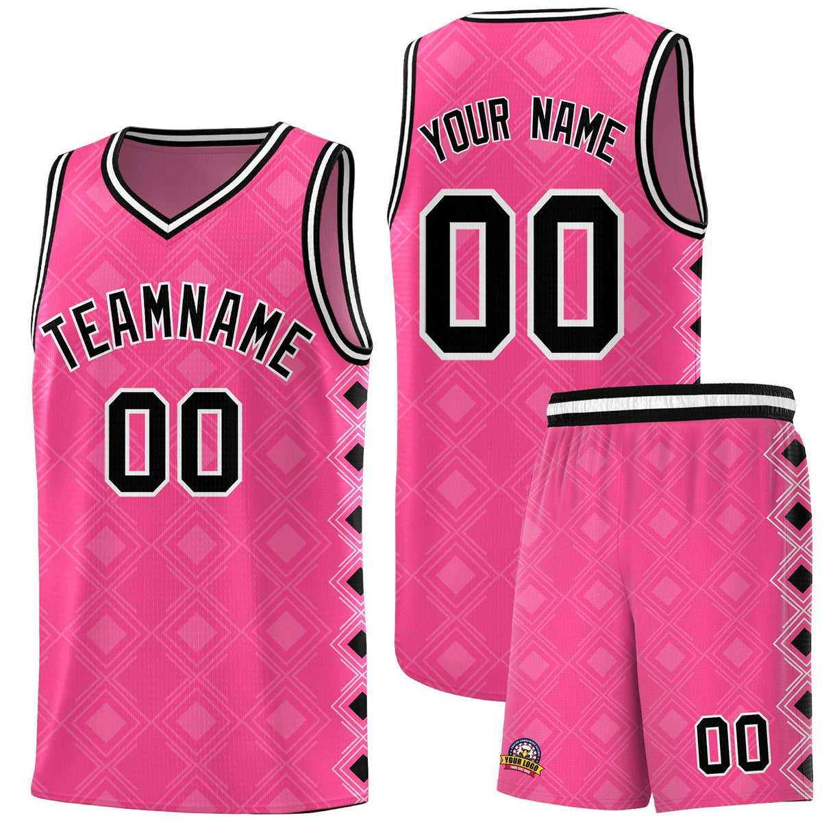 Custom Pink Side Blocks Sports Uniform Basketball Jersey