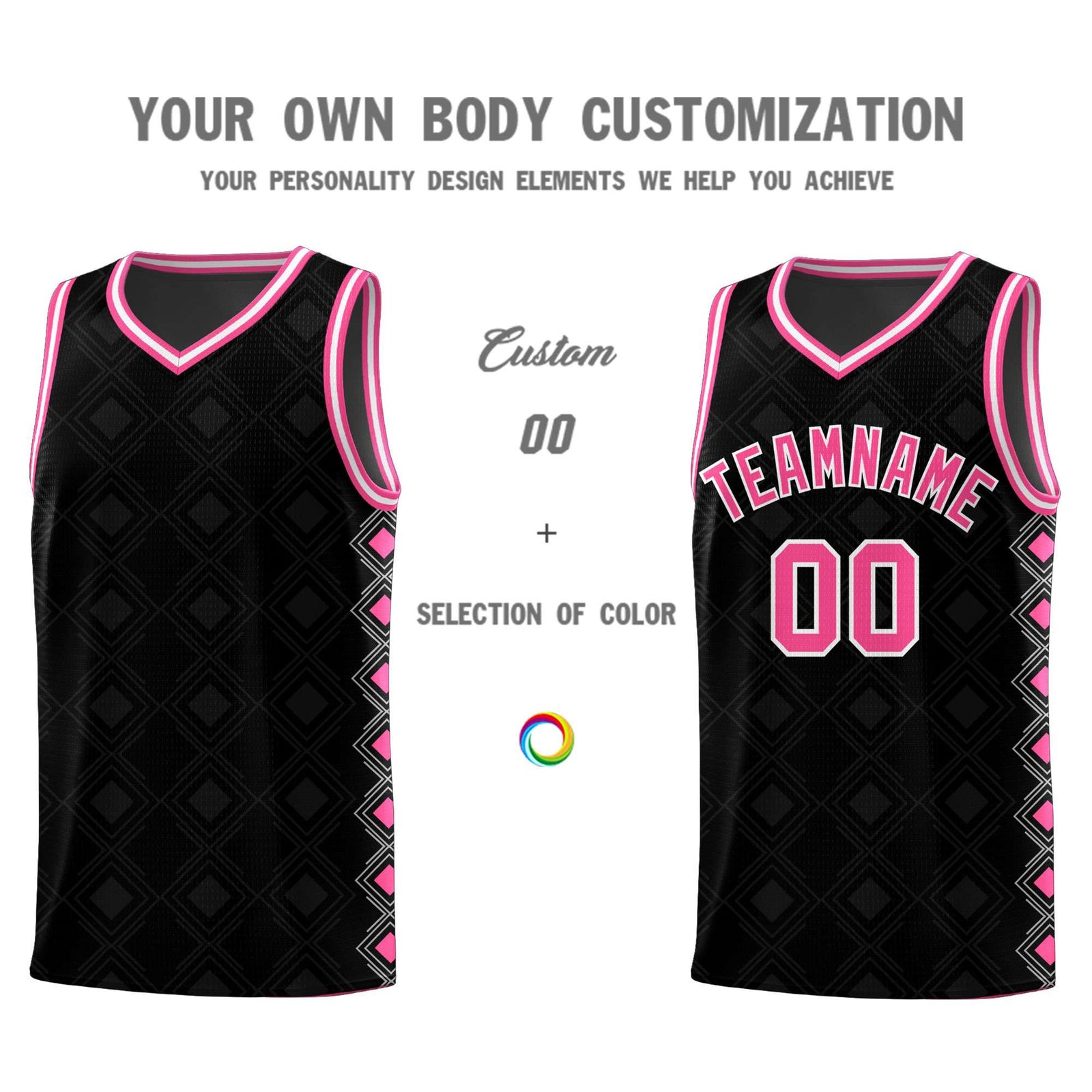 Custom Black Side Blocks Sports Uniform Basketball Jersey