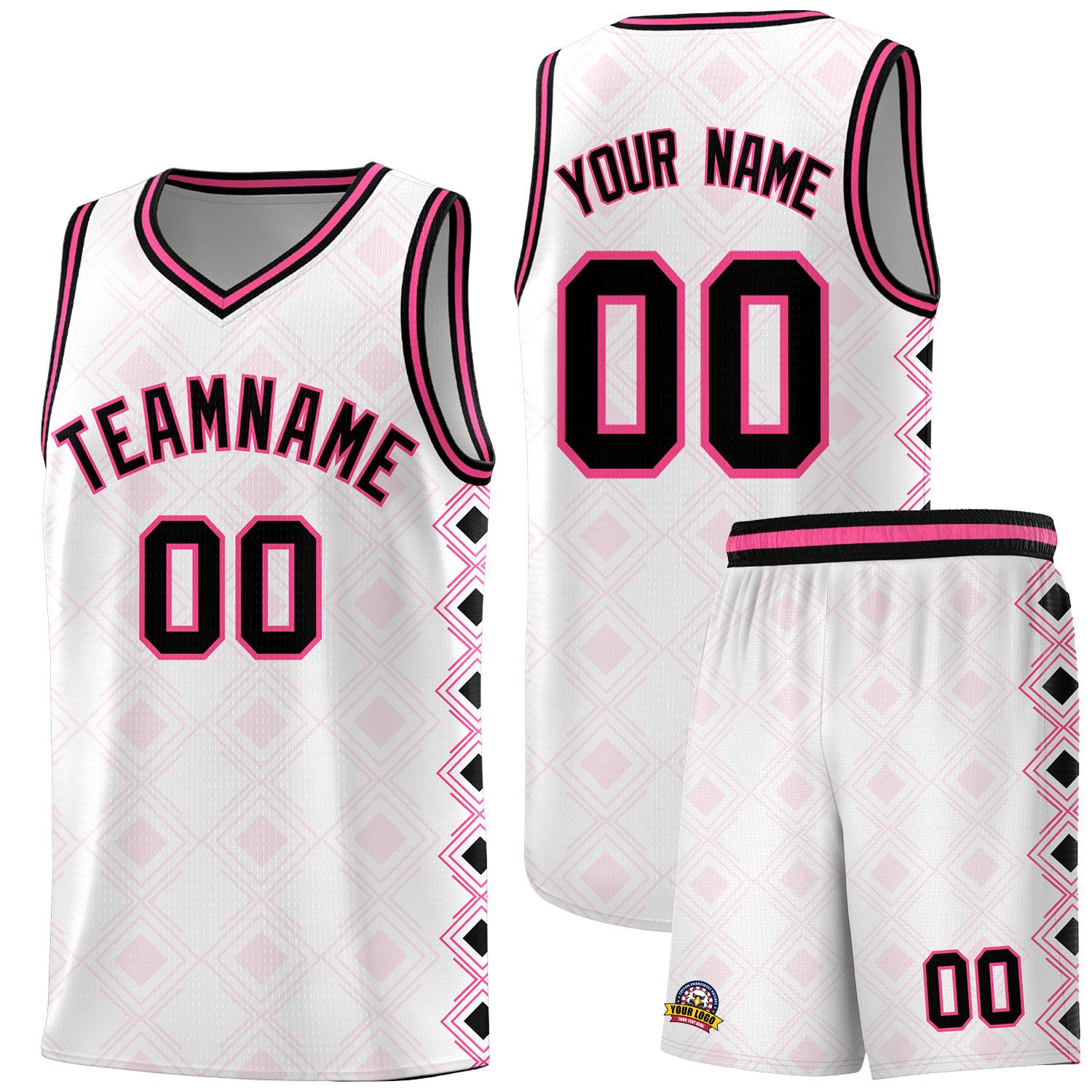 Custom White Side Blocks Sports Uniform Basketball Jersey