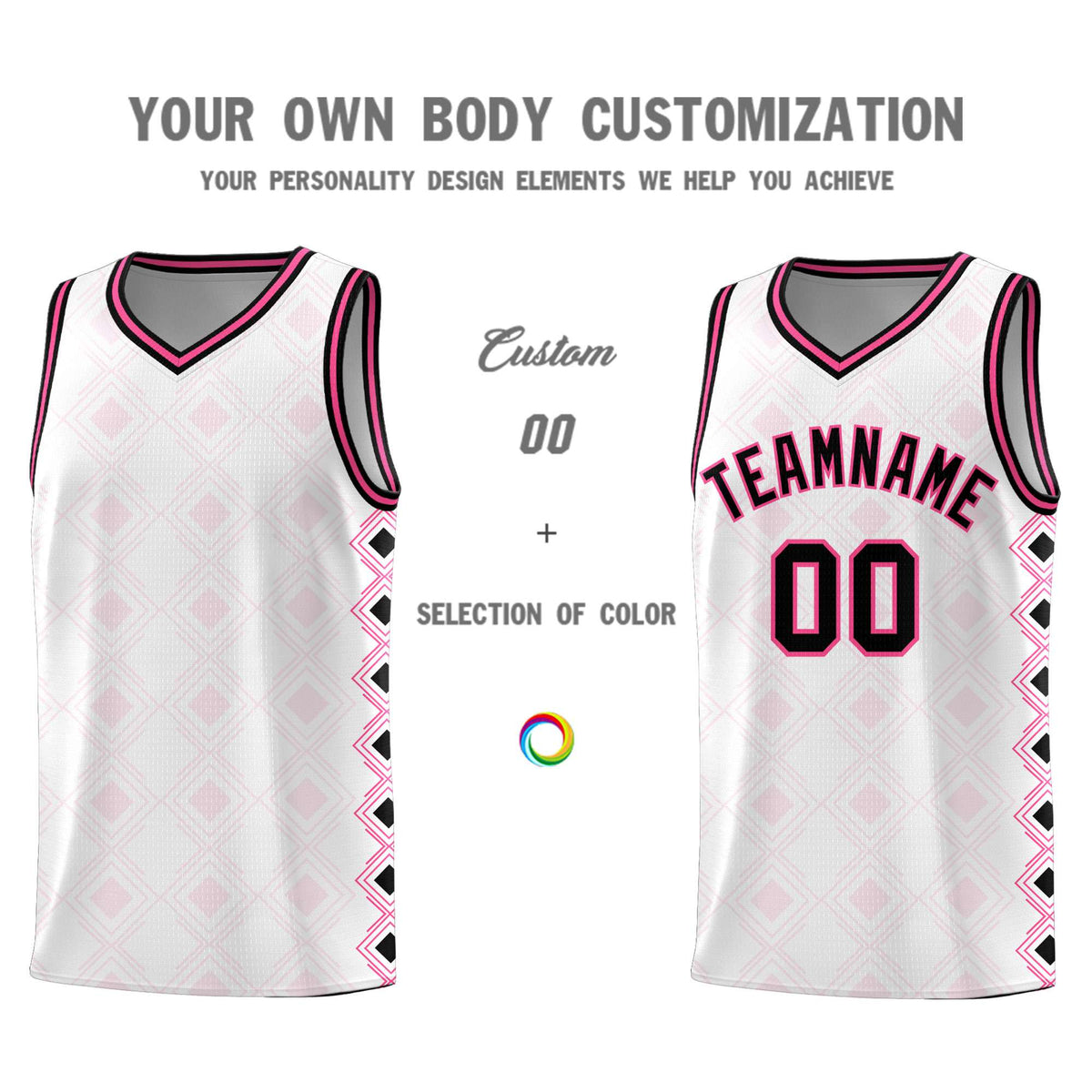 Custom White Side Blocks Sports Uniform Basketball Jersey