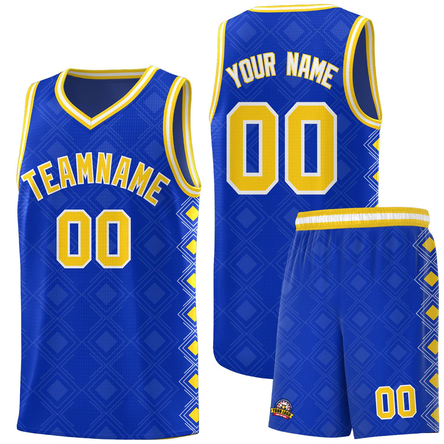 Custom Royal Side Blocks Sports Uniform Basketball Jersey