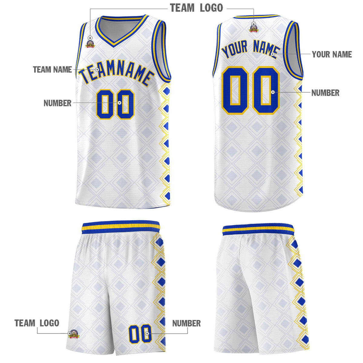 Custom White Side Blocks Sports Uniform Basketball Jersey