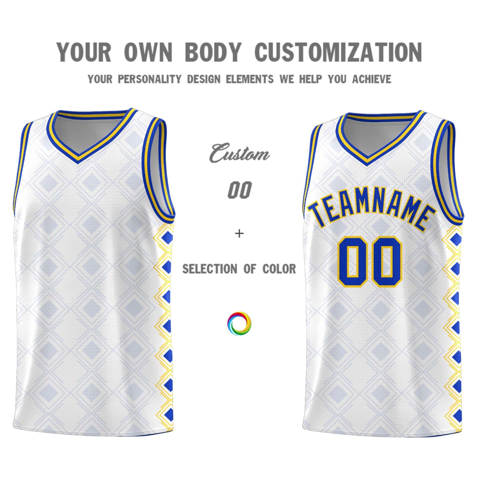 Custom White Side Blocks Sports Uniform Basketball Jersey