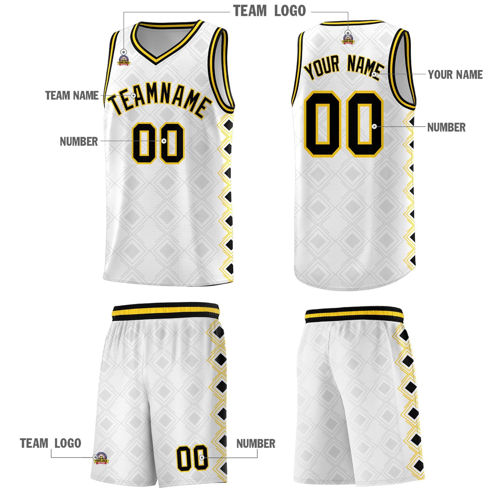 Custom White Side Blocks Sports Uniform Basketball Jersey