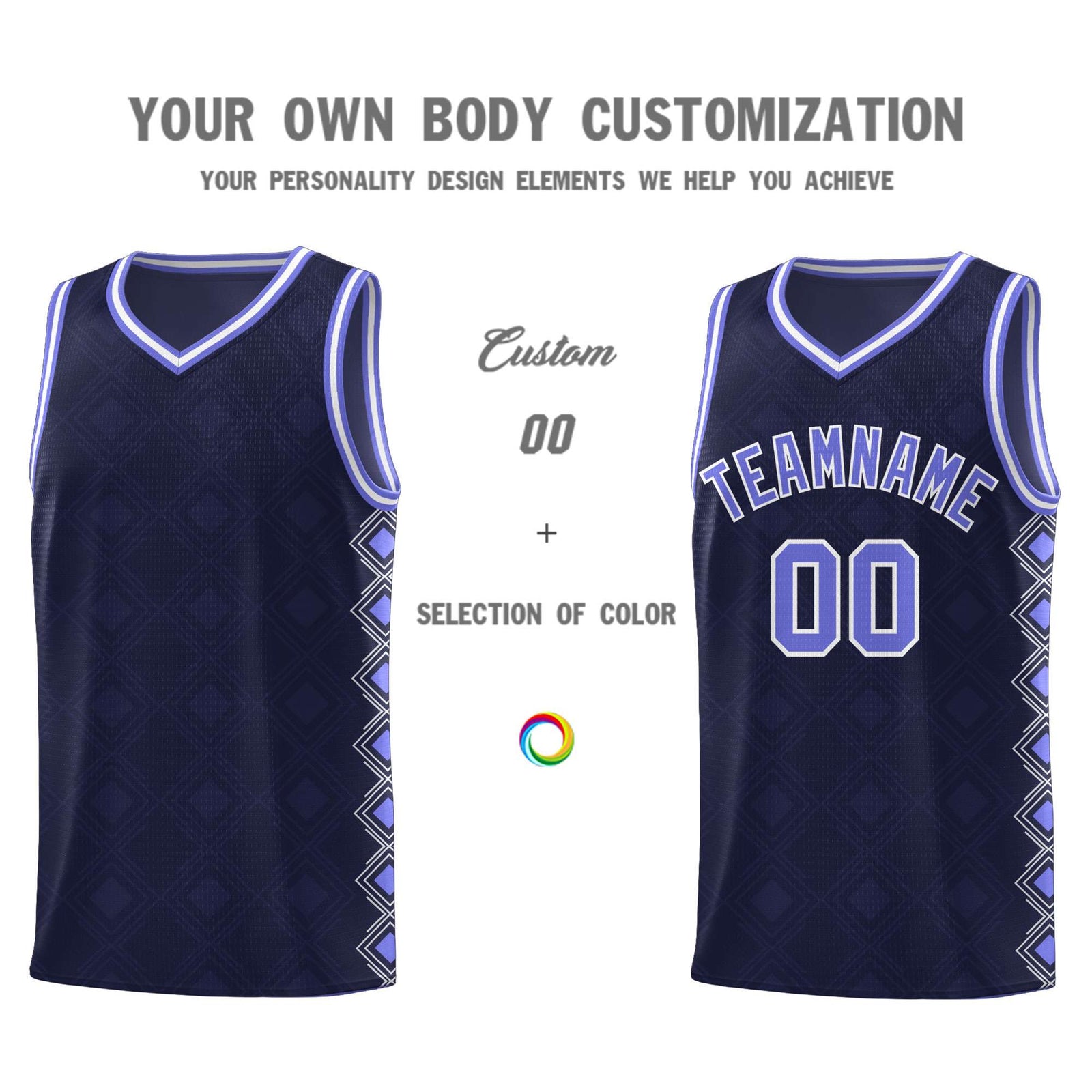 Custom Navy Side Blocks Sports Uniform Basketball Jersey