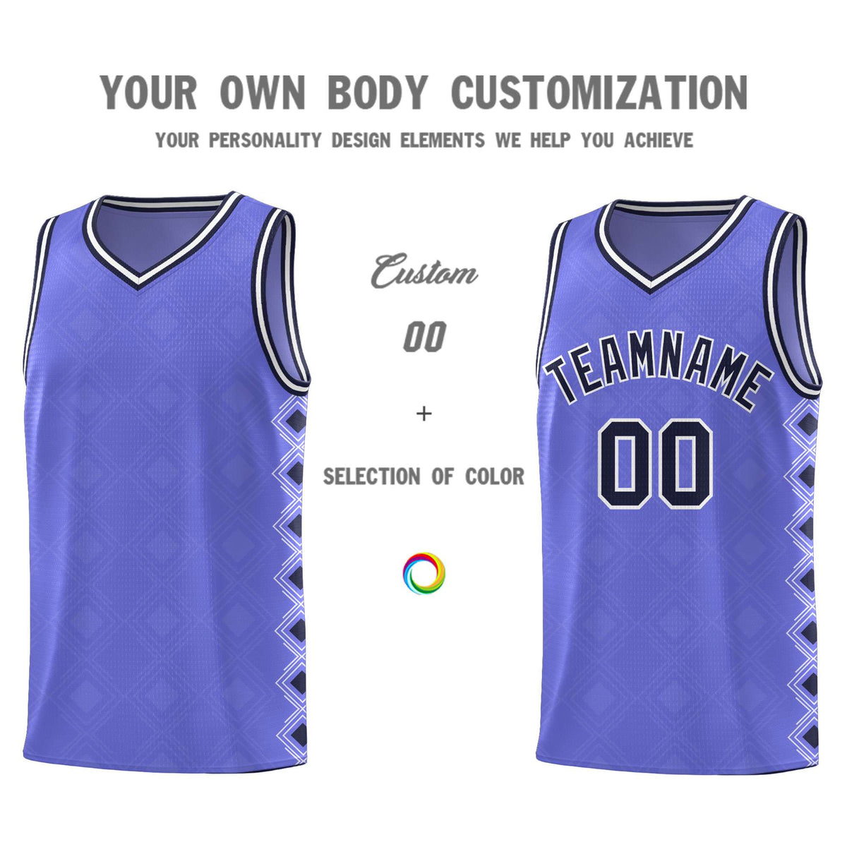 Custom Purple Side Blocks Sports Uniform Basketball Jersey