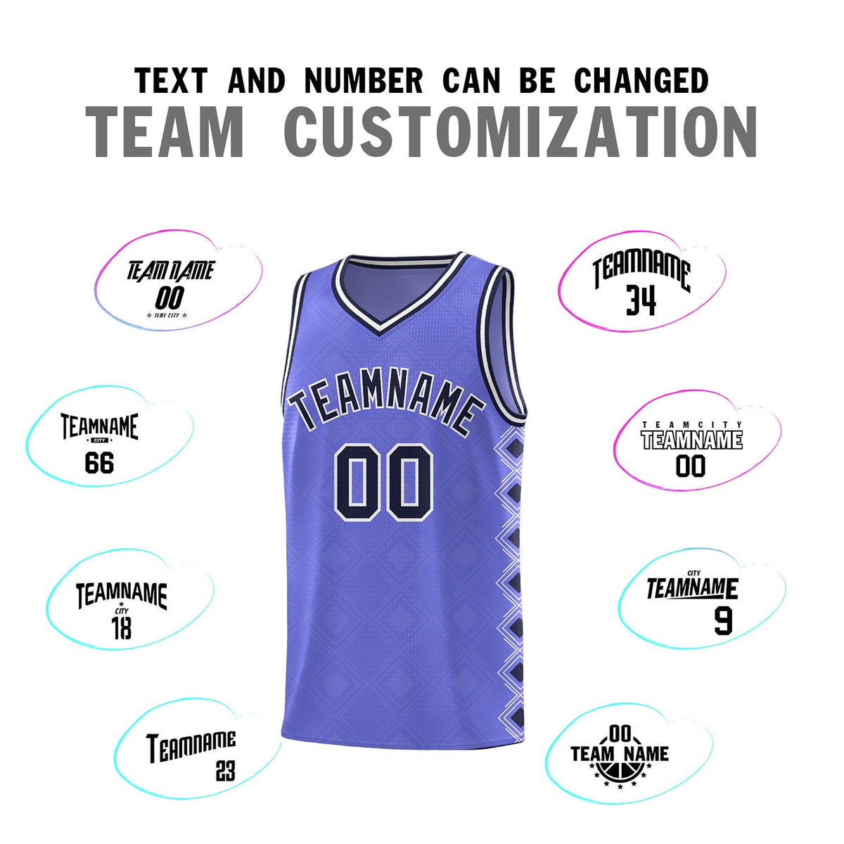 Custom Purple Side Blocks Sports Uniform Basketball Jersey