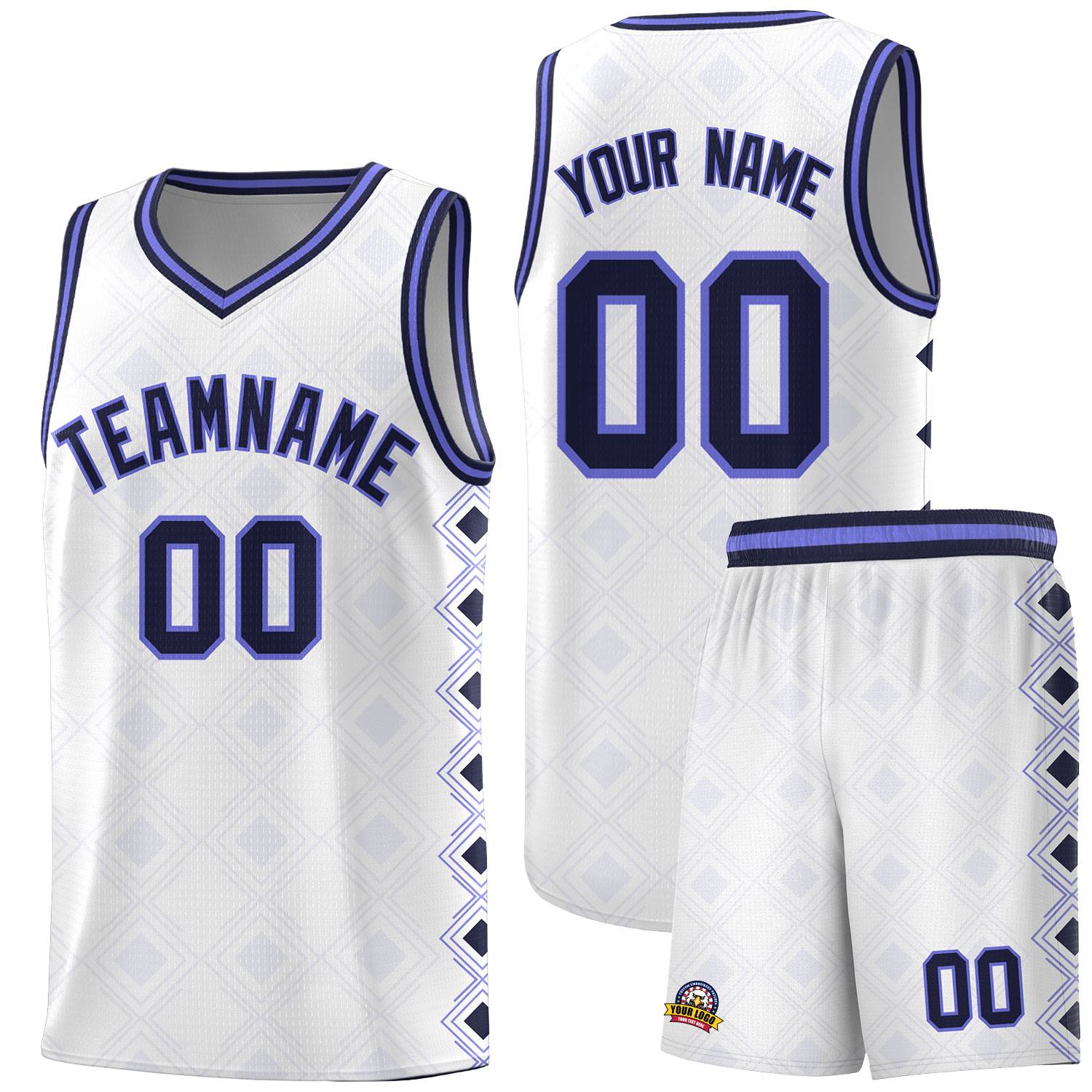 Custom White Side Blocks Sports Uniform Basketball Jersey