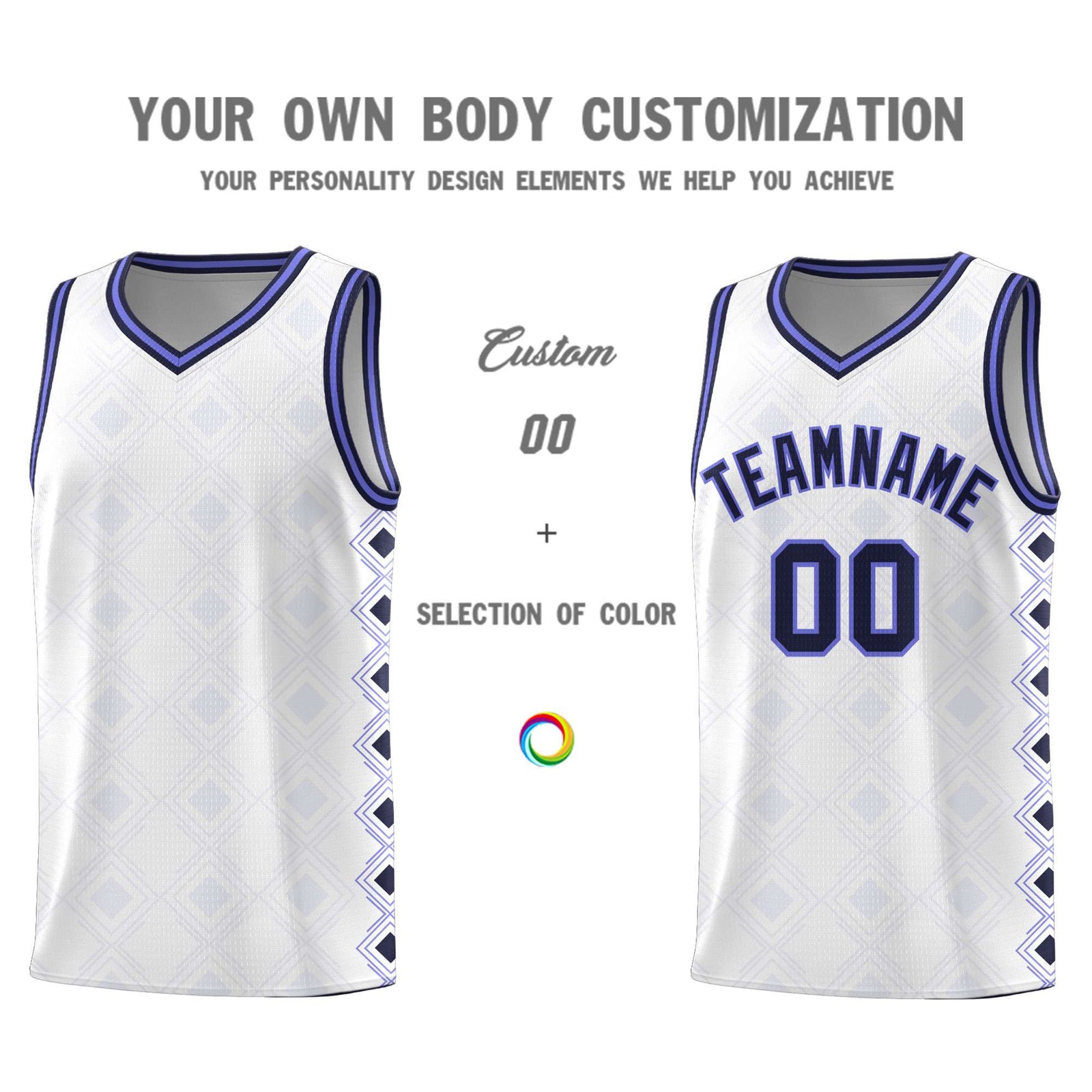 Custom White Side Blocks Sports Uniform Basketball Jersey