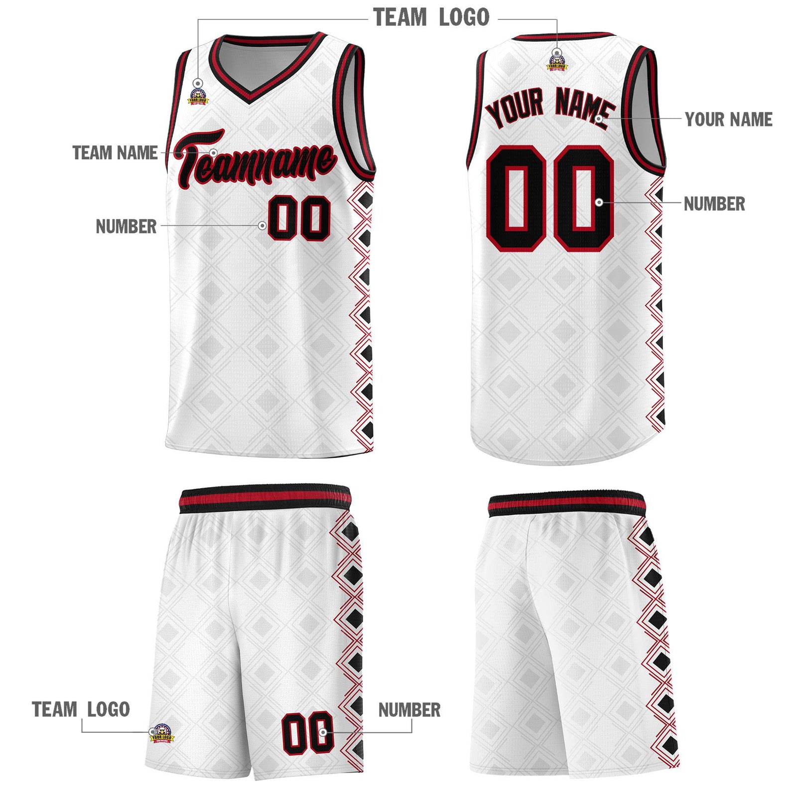 Custom White Side Blocks Sports Uniform Basketball Jersey