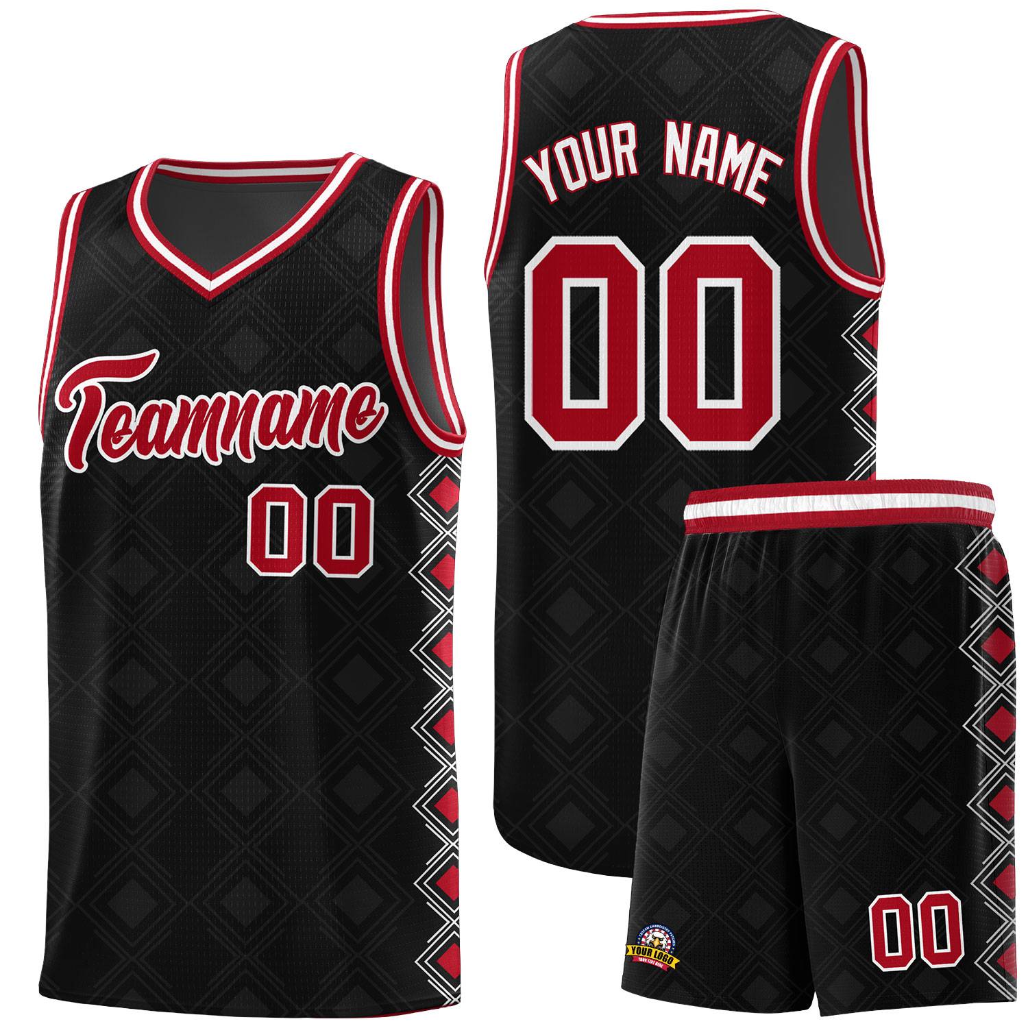 Custom Black Side Blocks Sports Uniform Basketball Jersey