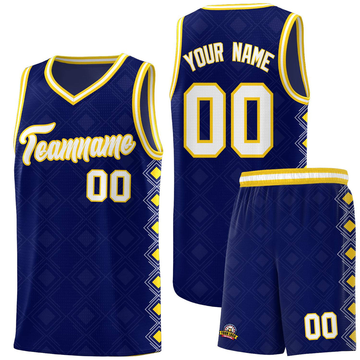Custom Navy Side Blocks Sports Uniform Basketball Jersey