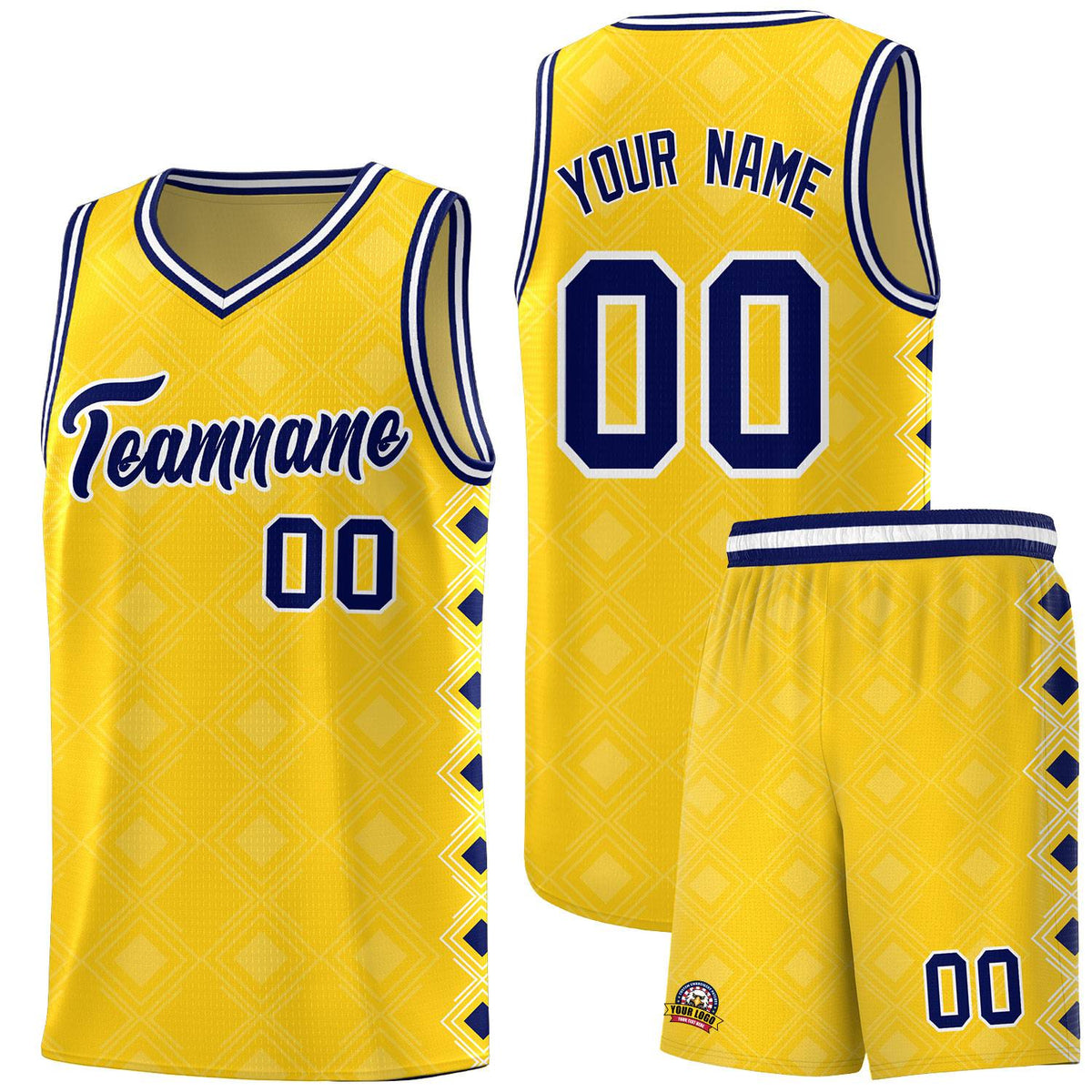 Custom Gold Side Blocks Sports Uniform Basketball Jersey