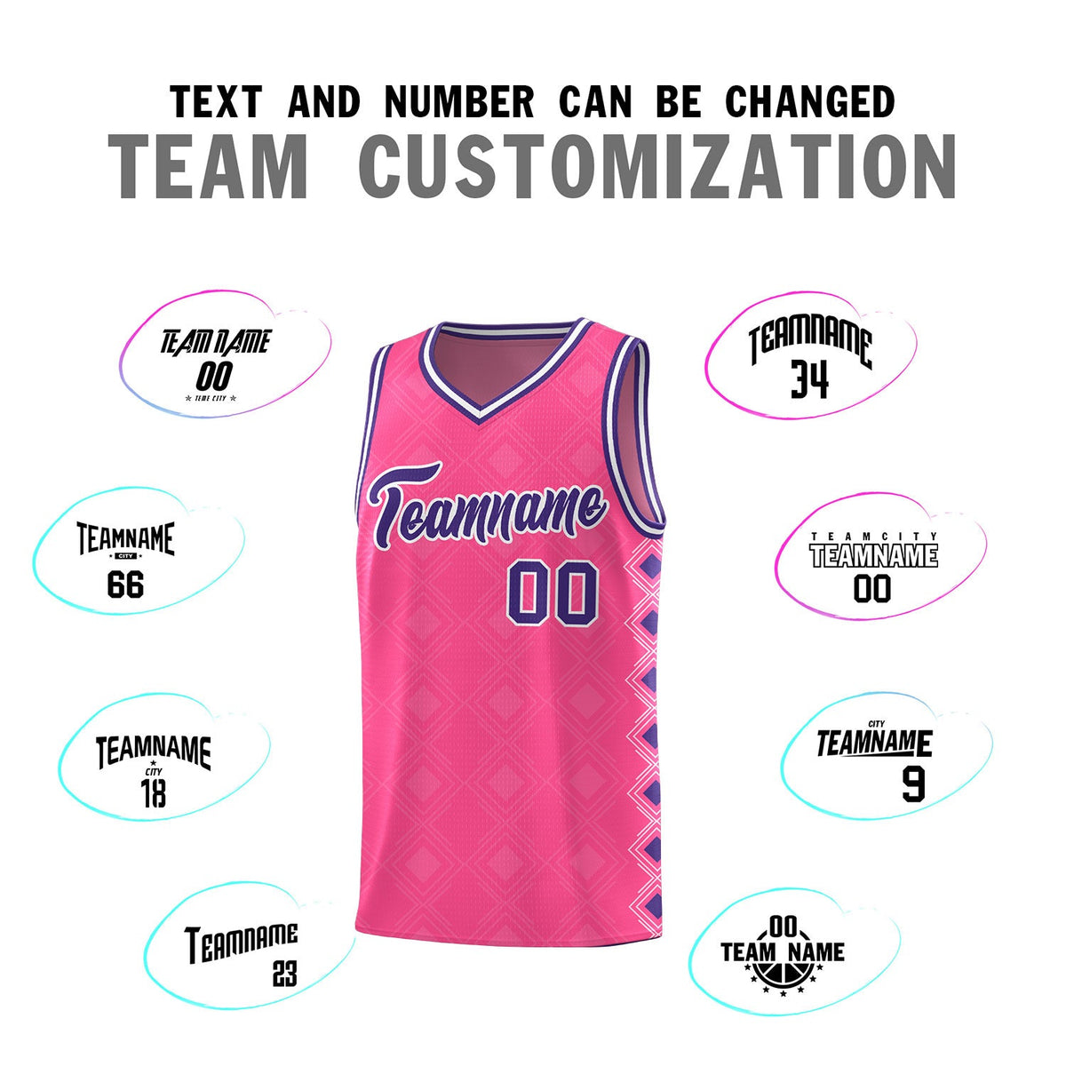 Custom Pink Side Blocks Sports Uniform Basketball Jersey