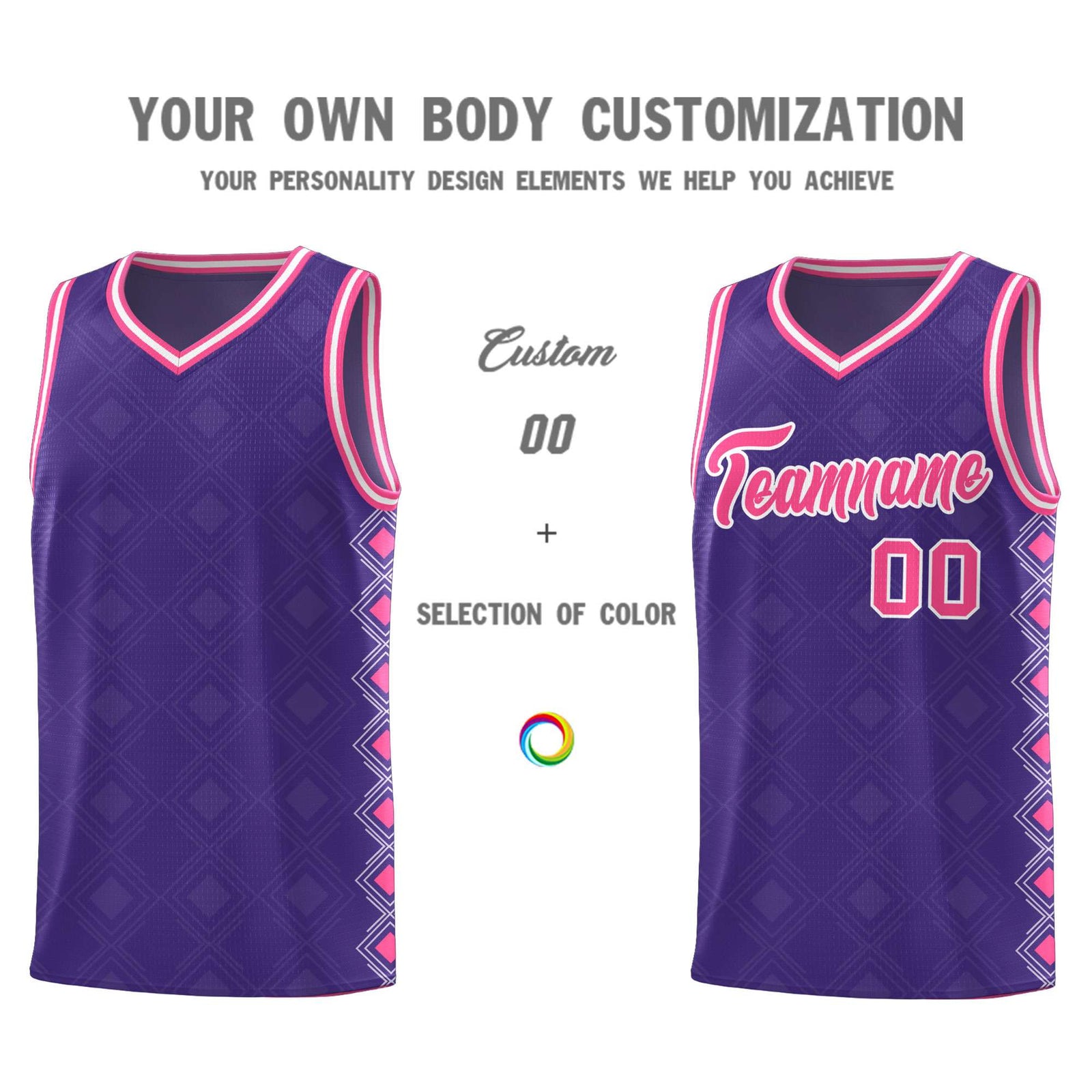 Custom Purple Side Blocks Sports Uniform Basketball Jersey