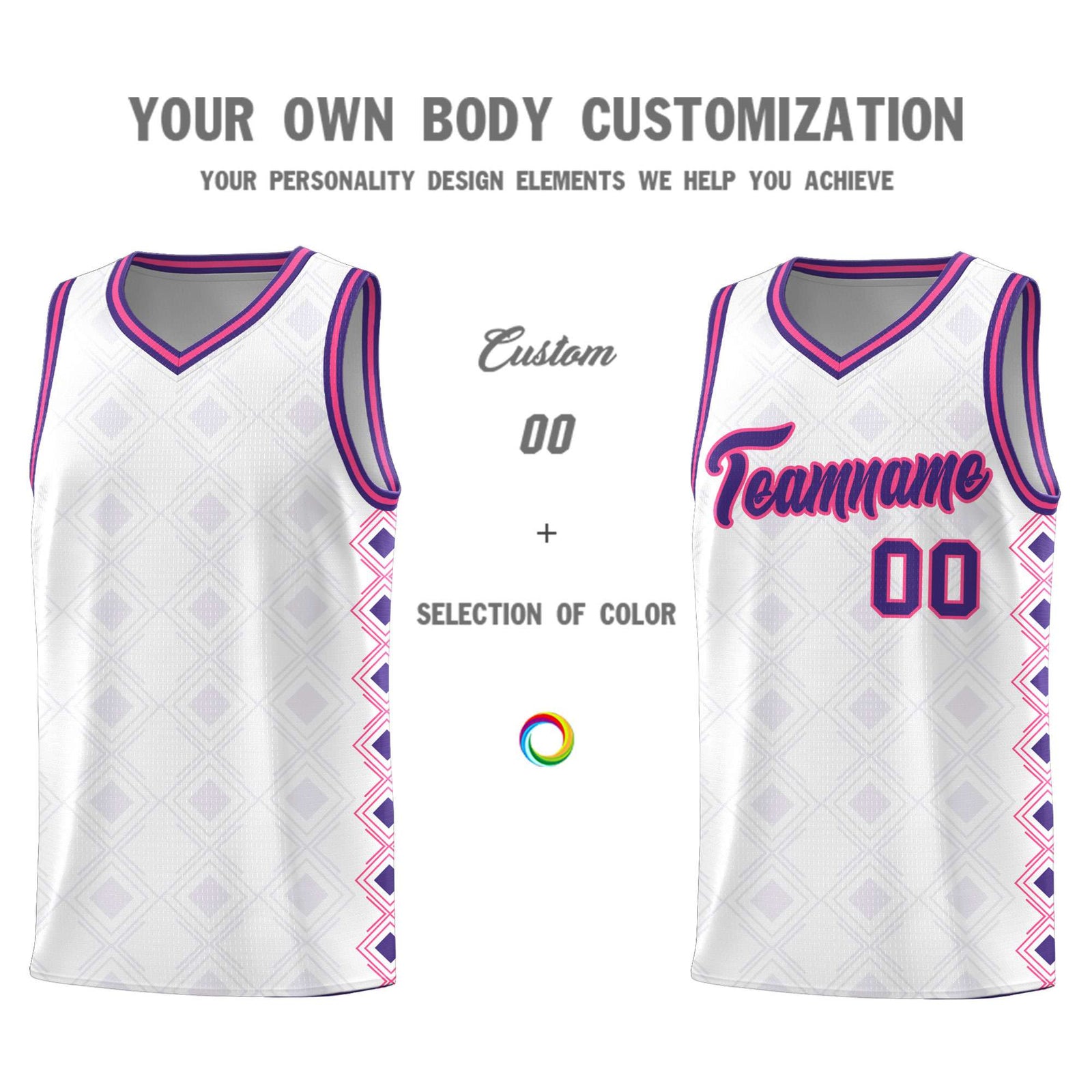 Custom White Side Blocks Sports Uniform Basketball Jersey