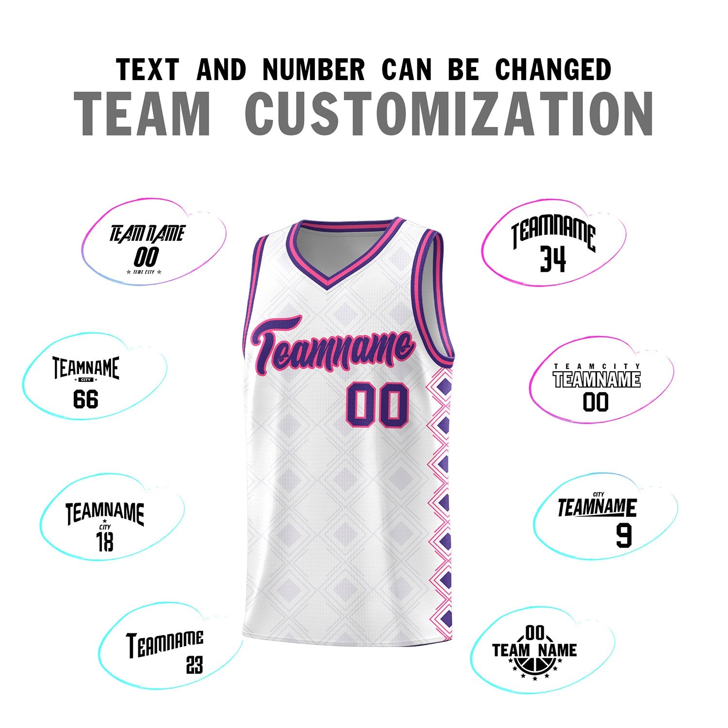Custom White Side Blocks Sports Uniform Basketball Jersey