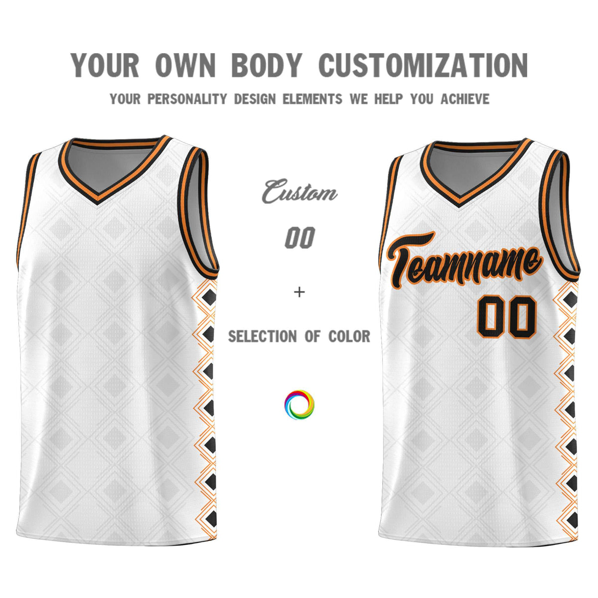 Custom White Side Blocks Sports Uniform Basketball Jersey