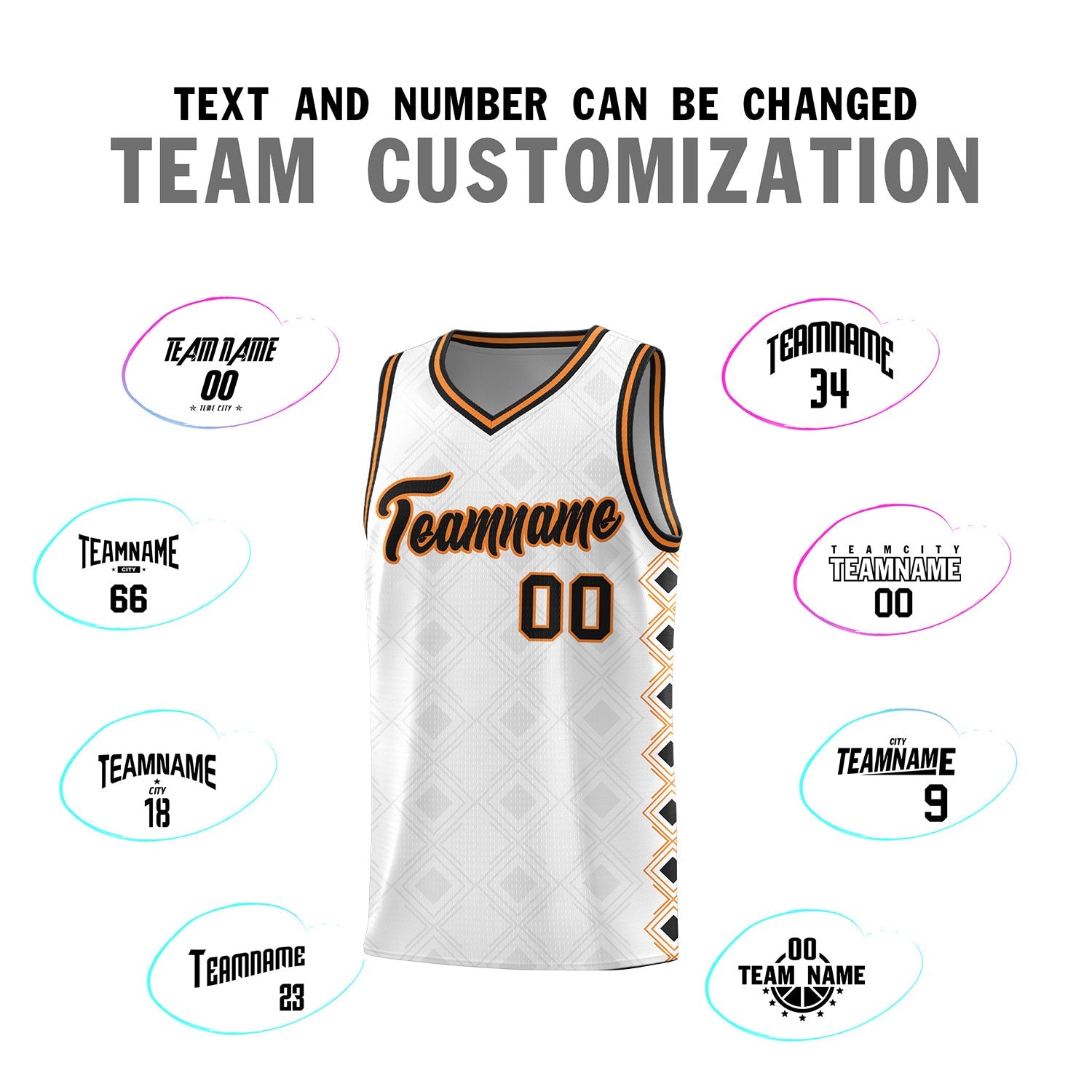 Custom White Side Blocks Sports Uniform Basketball Jersey
