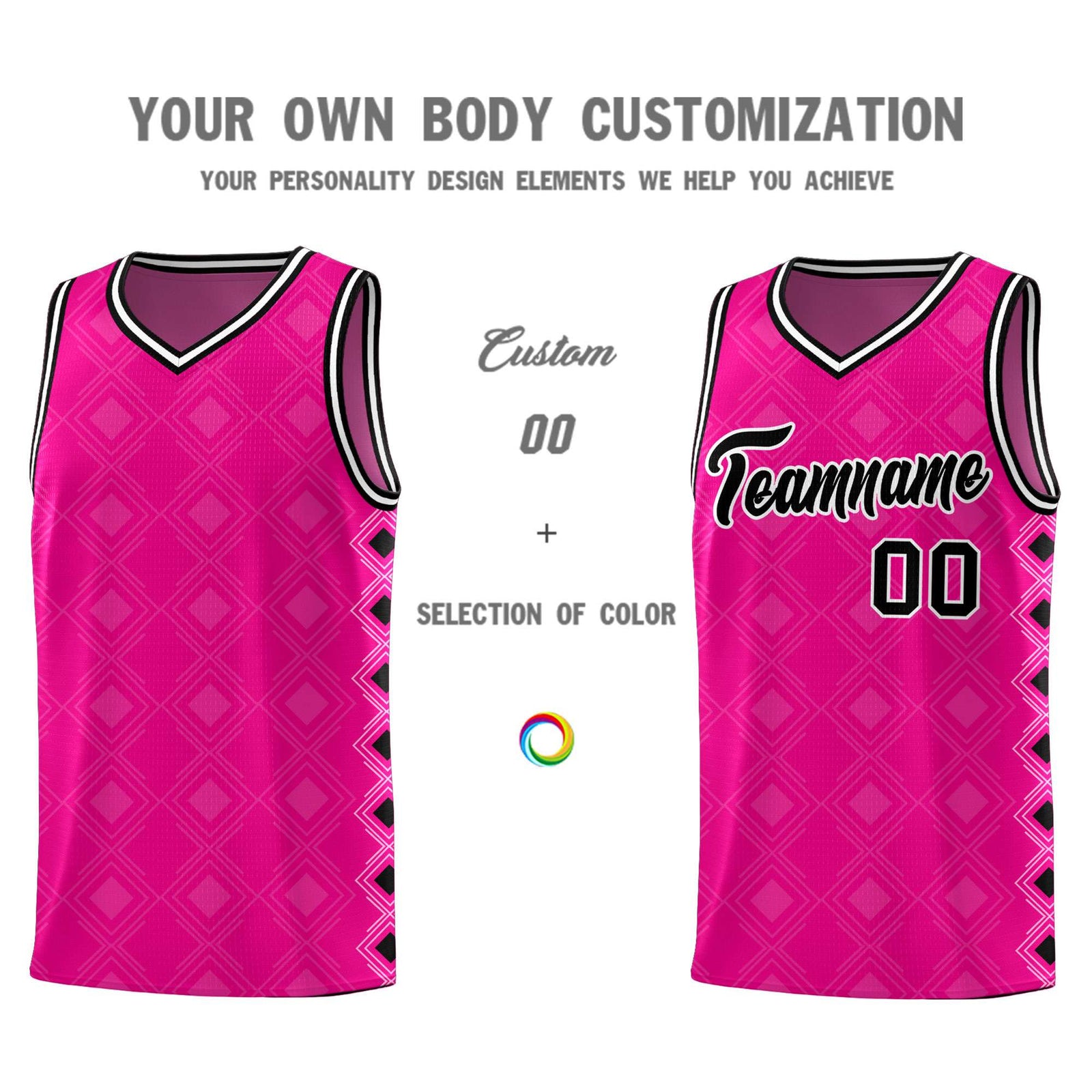 Custom Pink Side Blocks Sports Uniform Basketball Jersey
