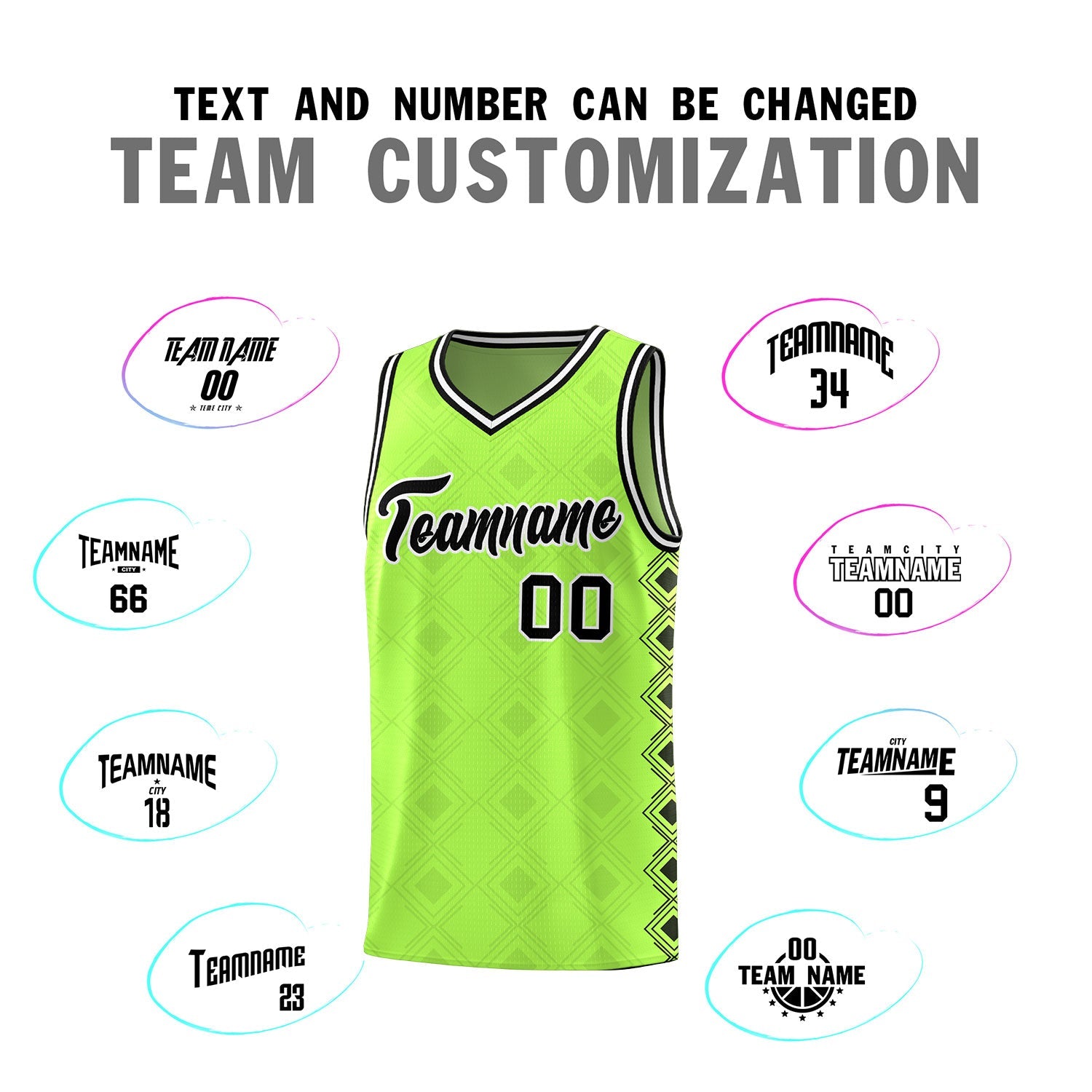 Custom Neon Green Side Blocks Sports Uniform Basketball Jersey