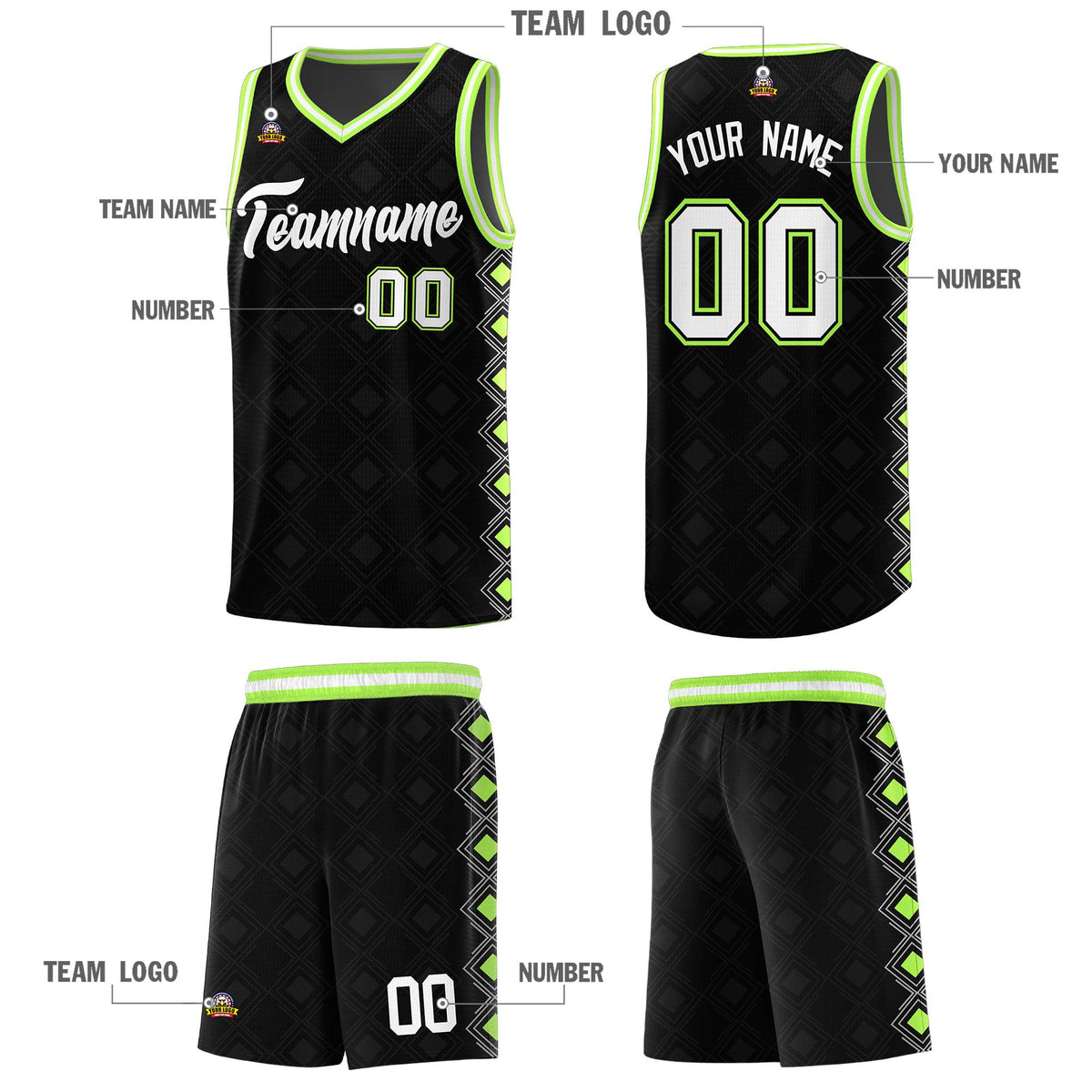 Custom Black Side Blocks Sports Uniform Basketball Jersey