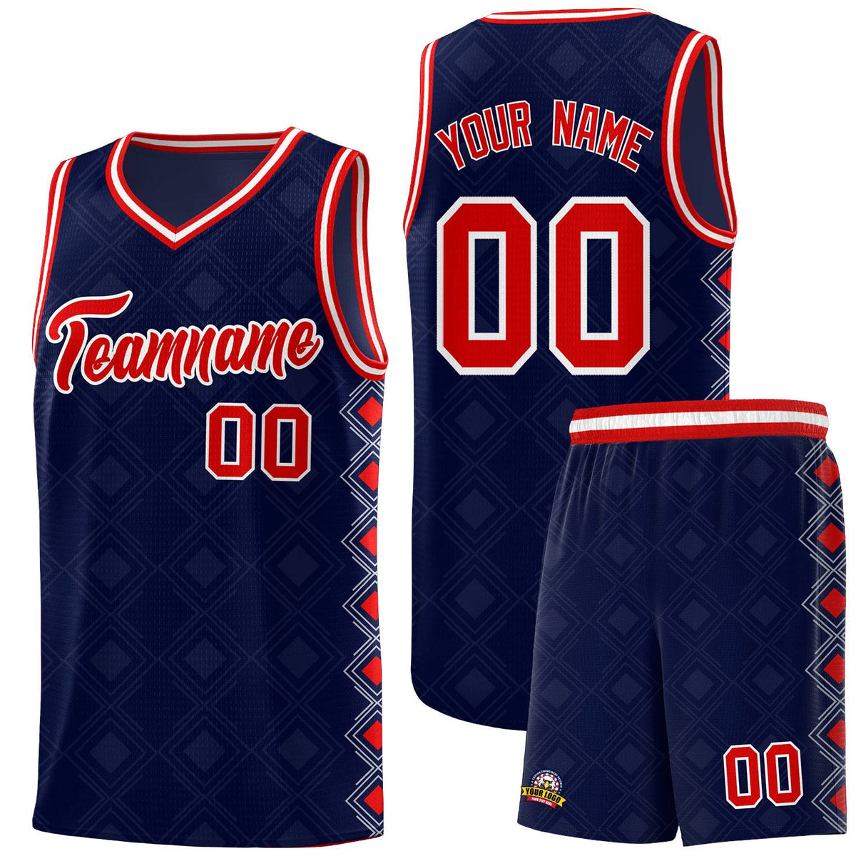 Custom Navy Side Blocks Sports Uniform Basketball Jersey
