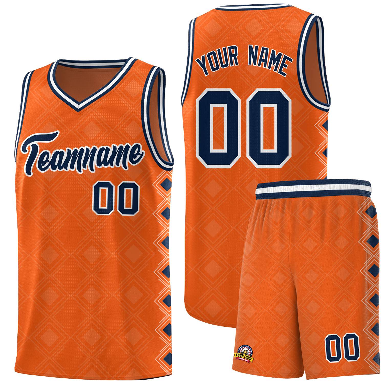 Custom Orange Side Blocks Sports Uniform Basketball Jersey
