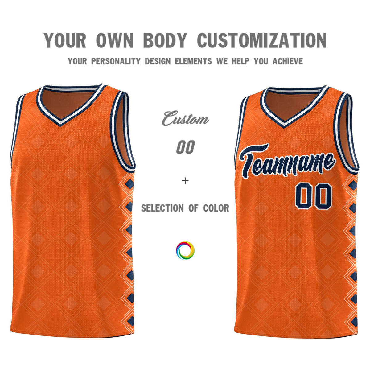 Custom Orange Side Blocks Sports Uniform Basketball Jersey