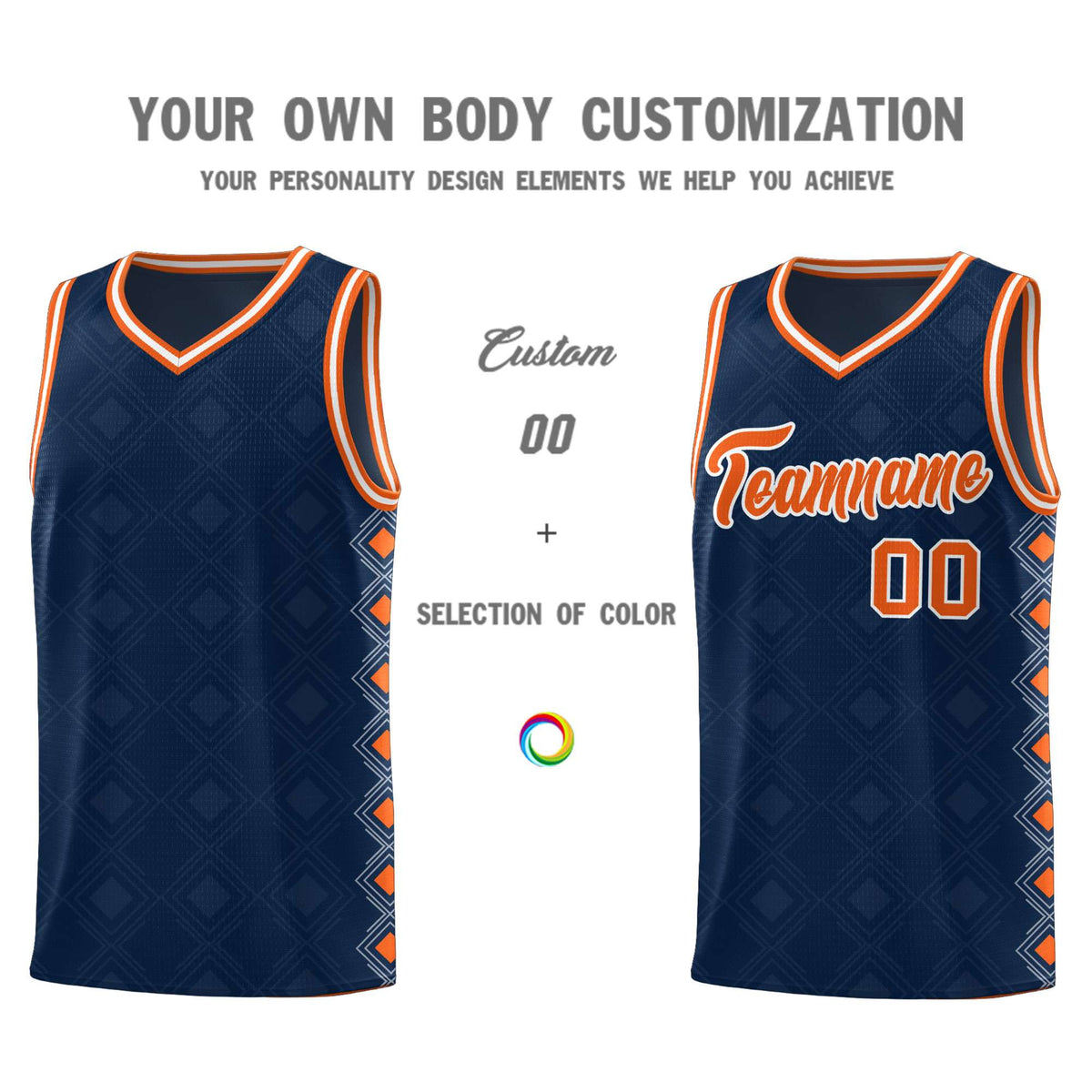 Custom Navy Side Blocks Sports Uniform Basketball Jersey