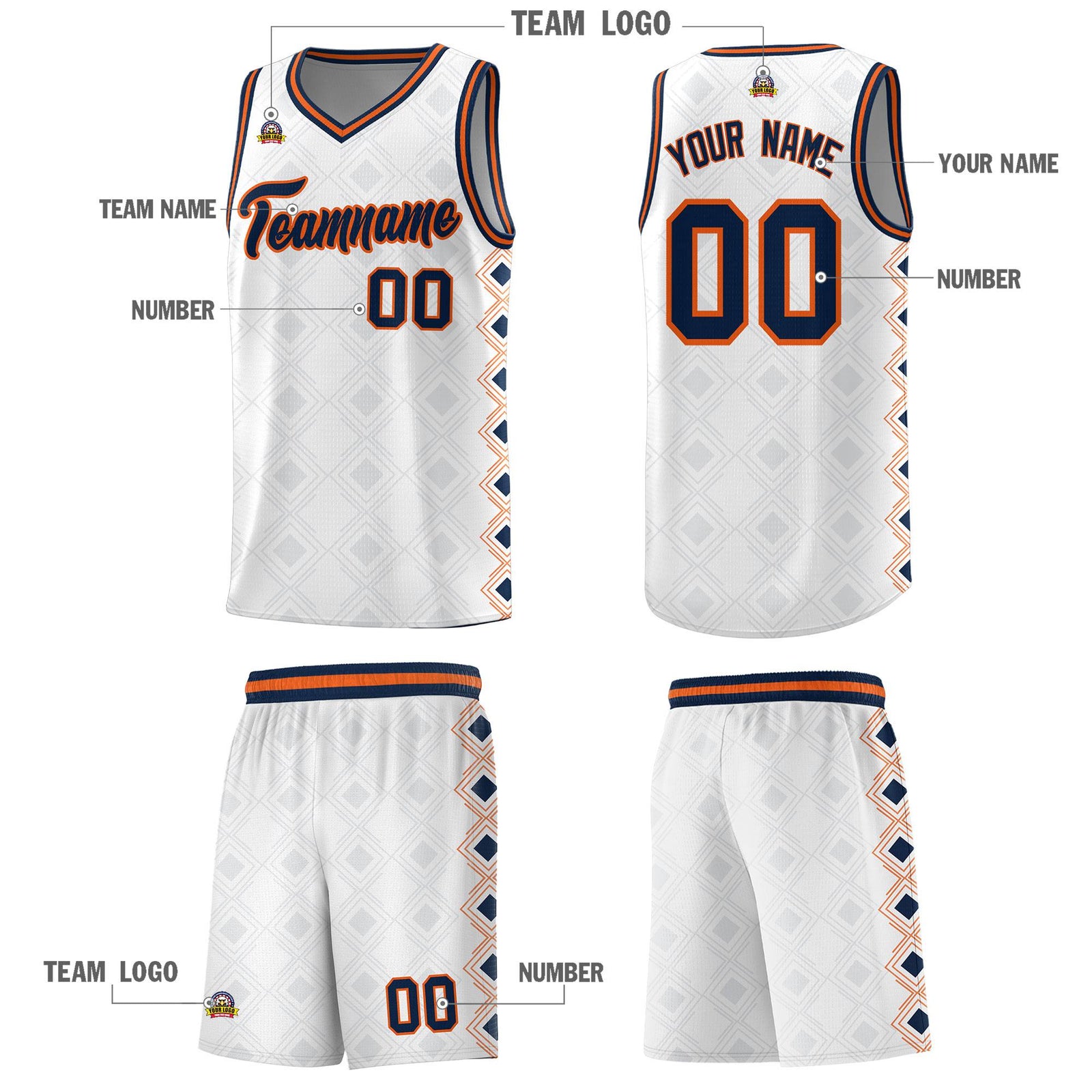 Custom White Side Blocks Sports Uniform Basketball Jersey
