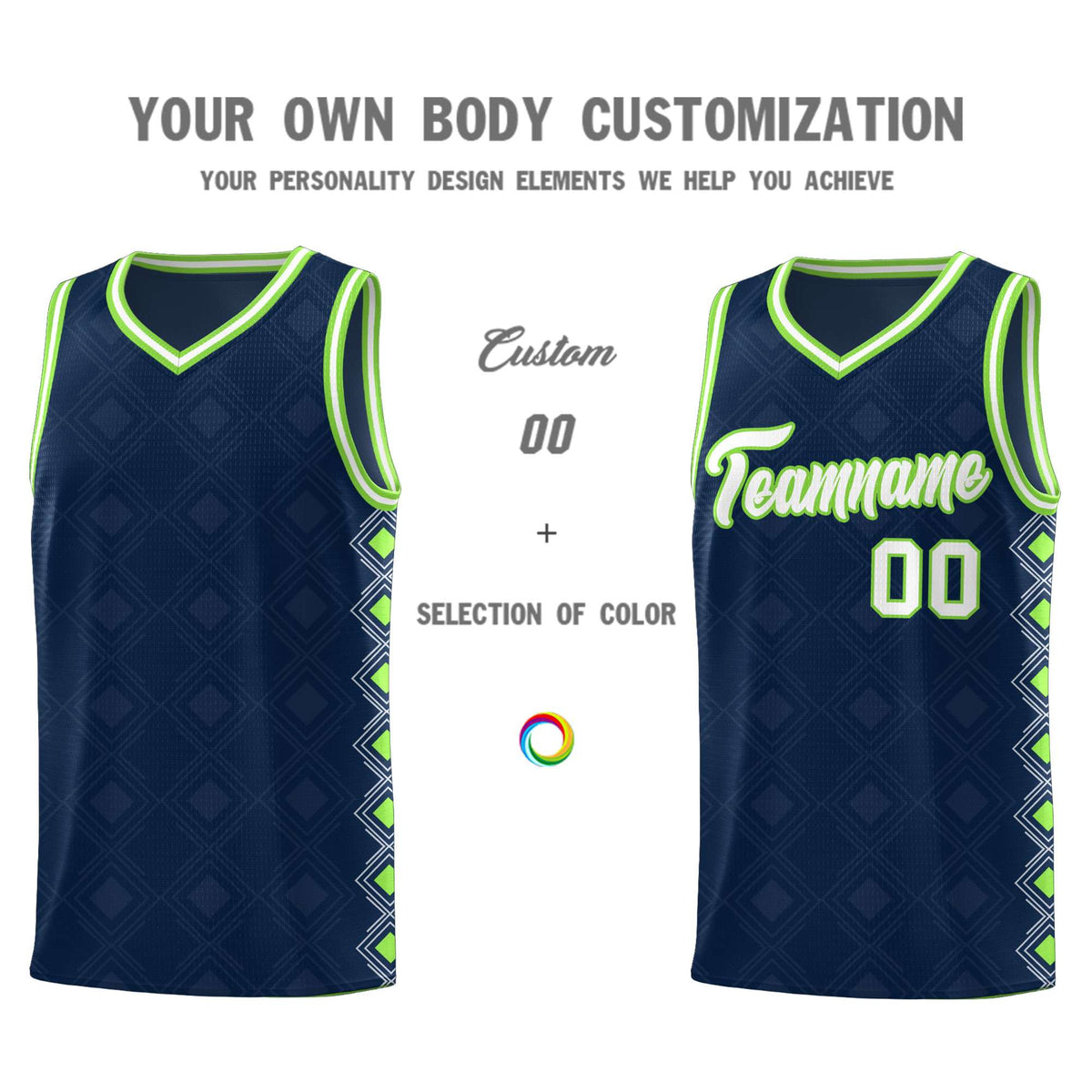Custom Navy Side Blocks Sports Uniform Basketball Jersey
