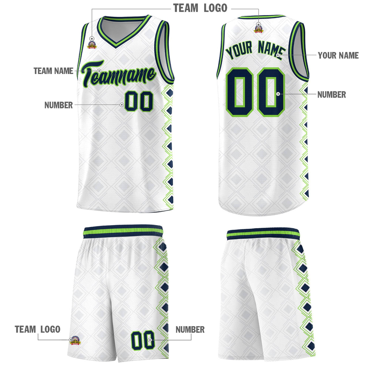 Custom White Side Blocks Sports Uniform Basketball Jersey