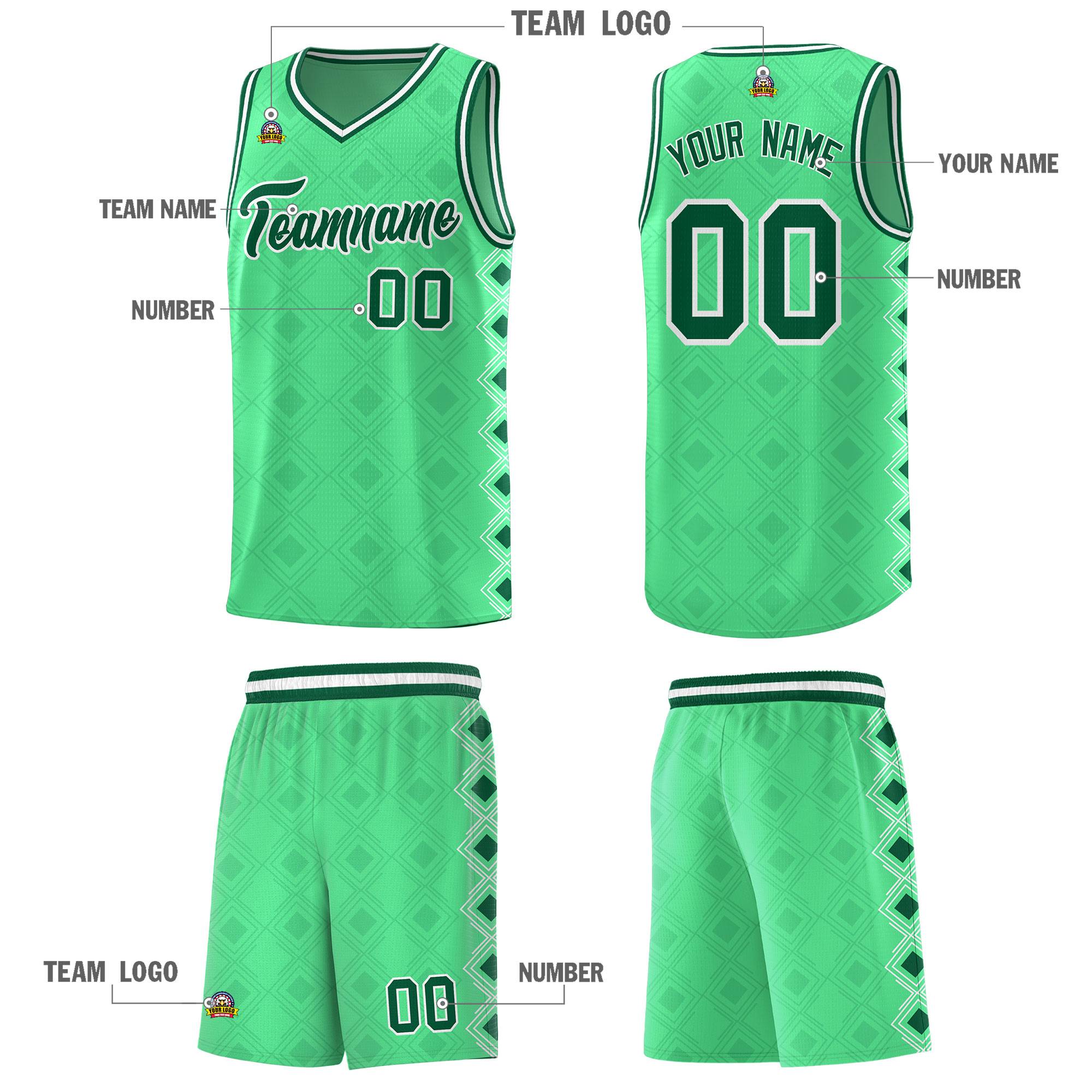 Custom Bright Green Side Blocks Sports Uniform Basketball Jersey